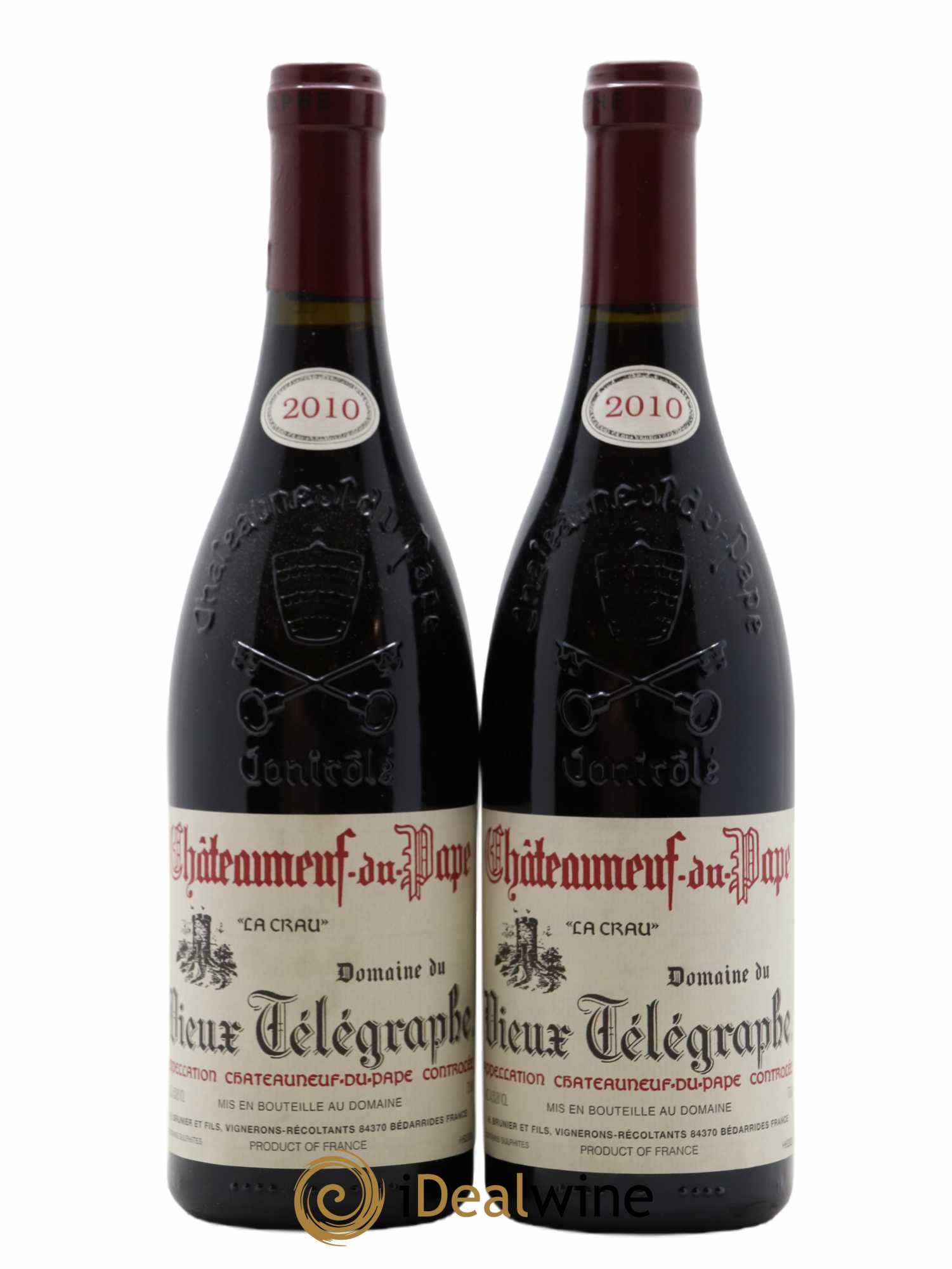 Châteauneuf-du-Pape Vieux Télégraphe (Domaine du) Vignobles Brunier 2010 - Lot de 2 bouteilles - 0