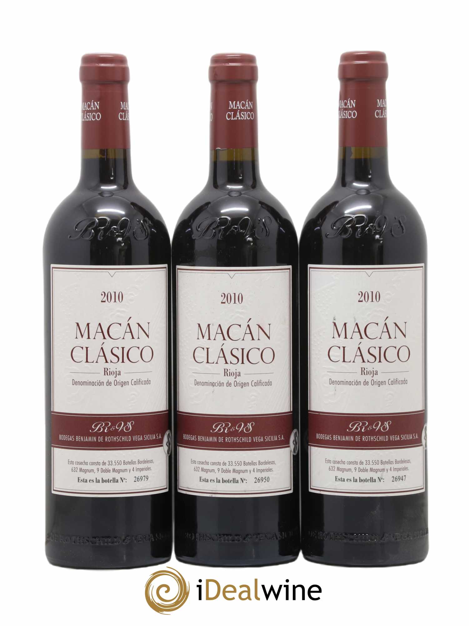 Rioja DOCa Macan Classico Benjamin de Rothschild & Vega Sicilia S.A 2010 - Lot de 3 bouteilles - 0