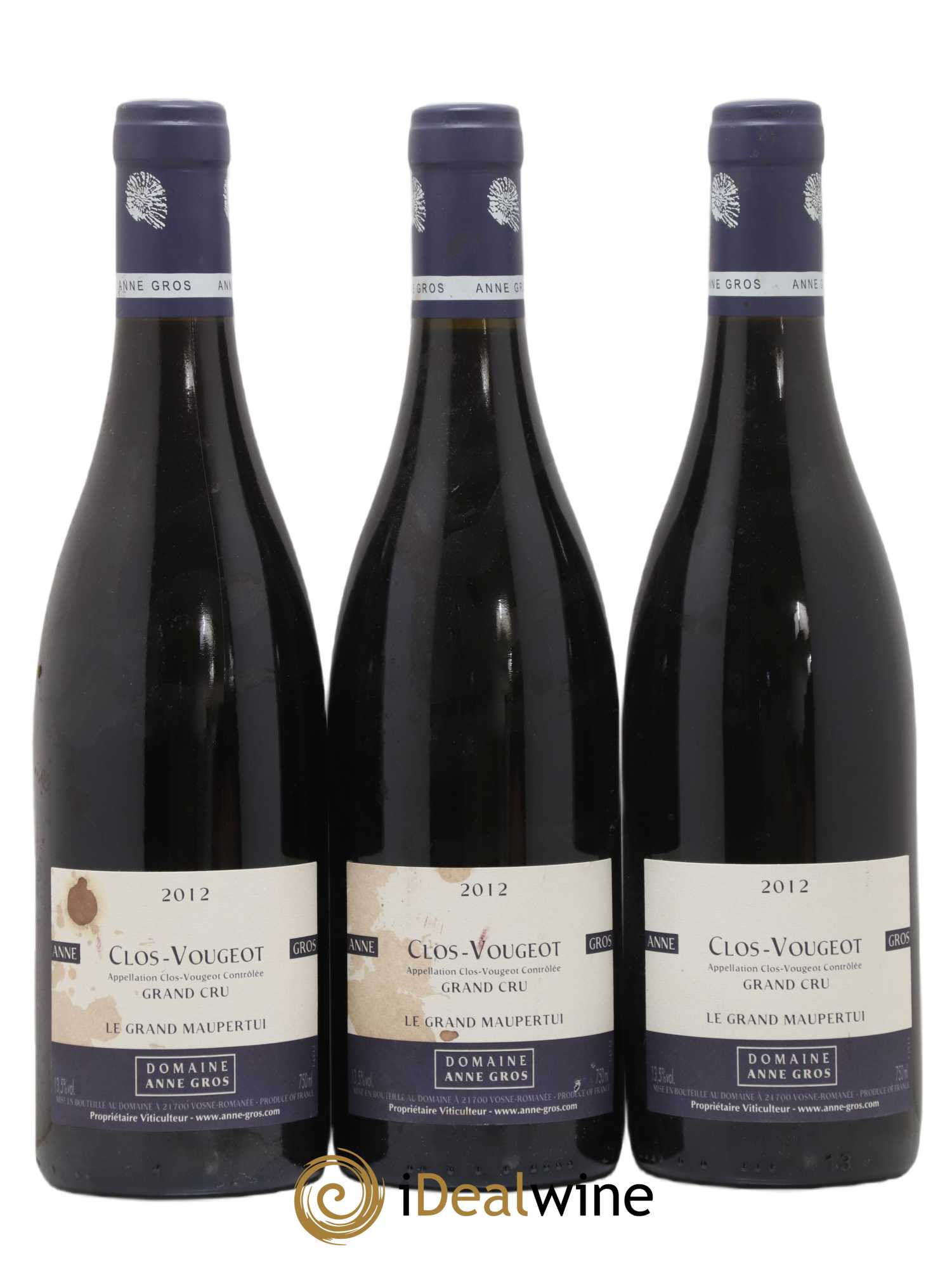 Clos de Vougeot Grand Cru Le Grand Maupertui Anne Gros 2012 - Lot de 3 bouteilles - 0