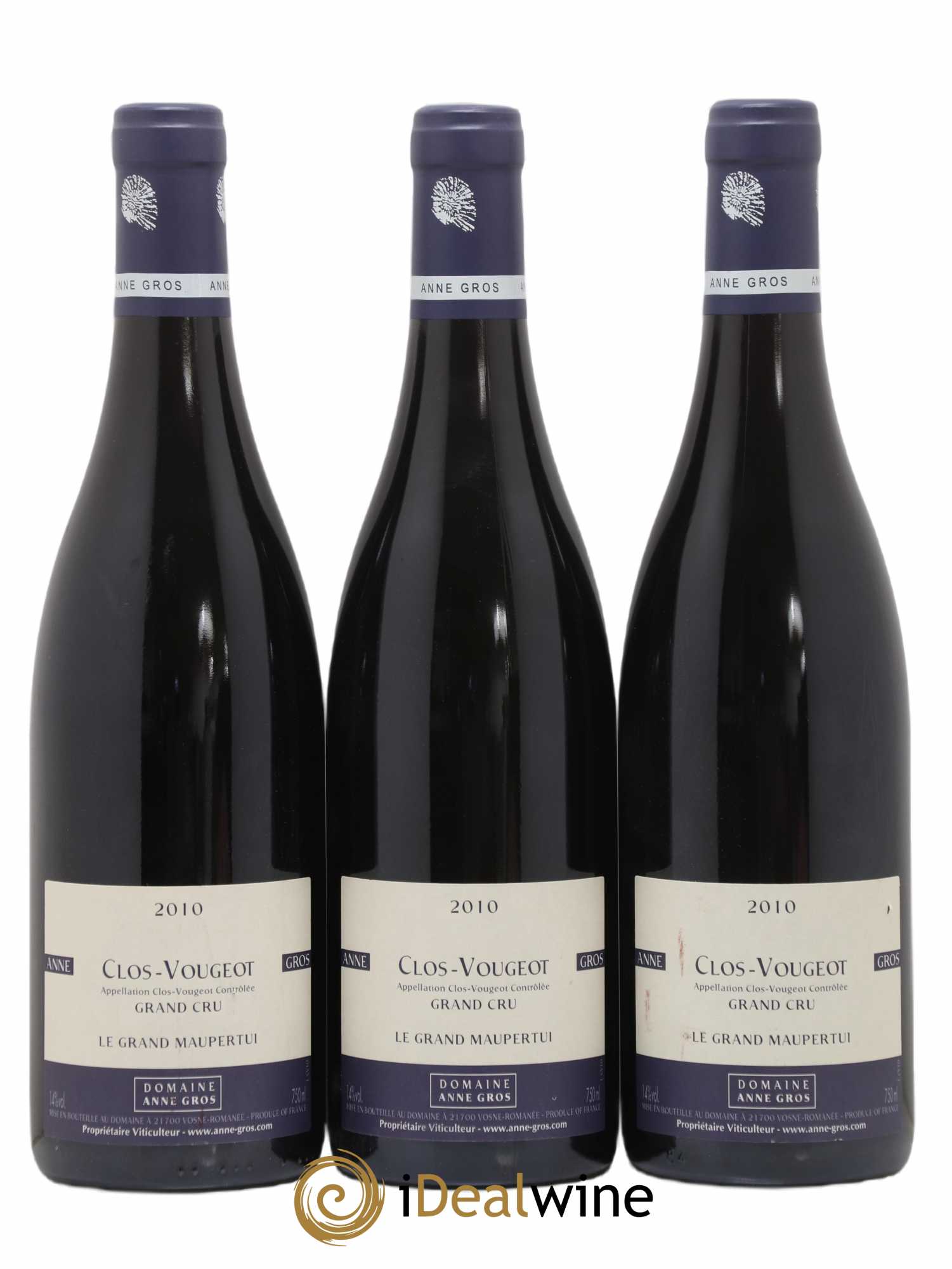 Clos de Vougeot Grand Cru Le Grand Maupertui Anne Gros 2010 - Lot de 3 bouteilles - 0