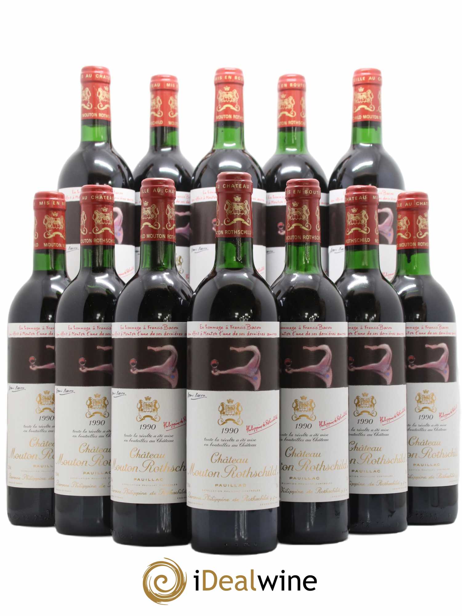 Château Mouton Rothschild 1er Grand Cru Classé 1990 - Lot de 12 bouteilles - 0