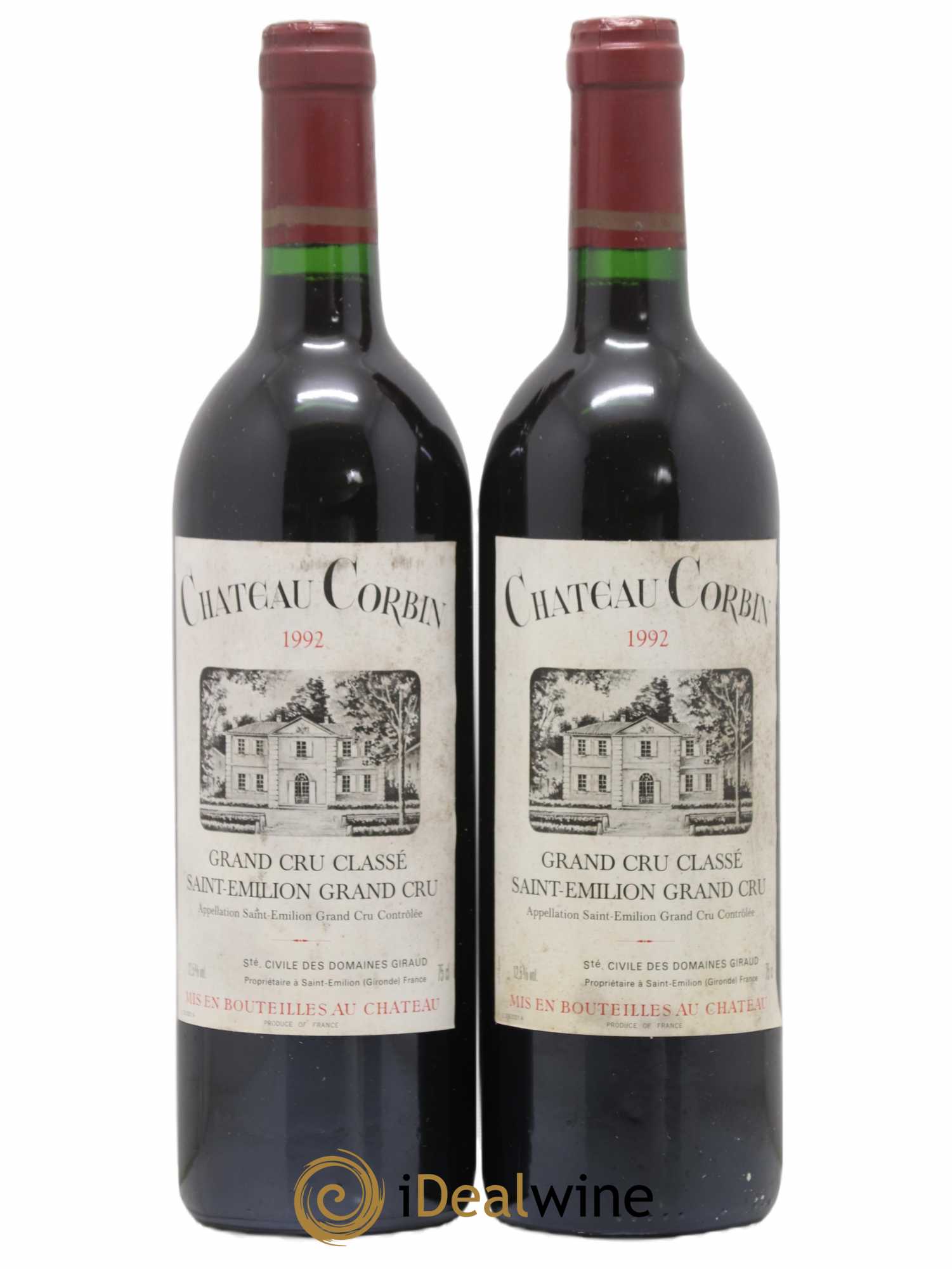 Château Corbin Grand Cru Classé 1992 - Lot de 2 bouteilles - 0