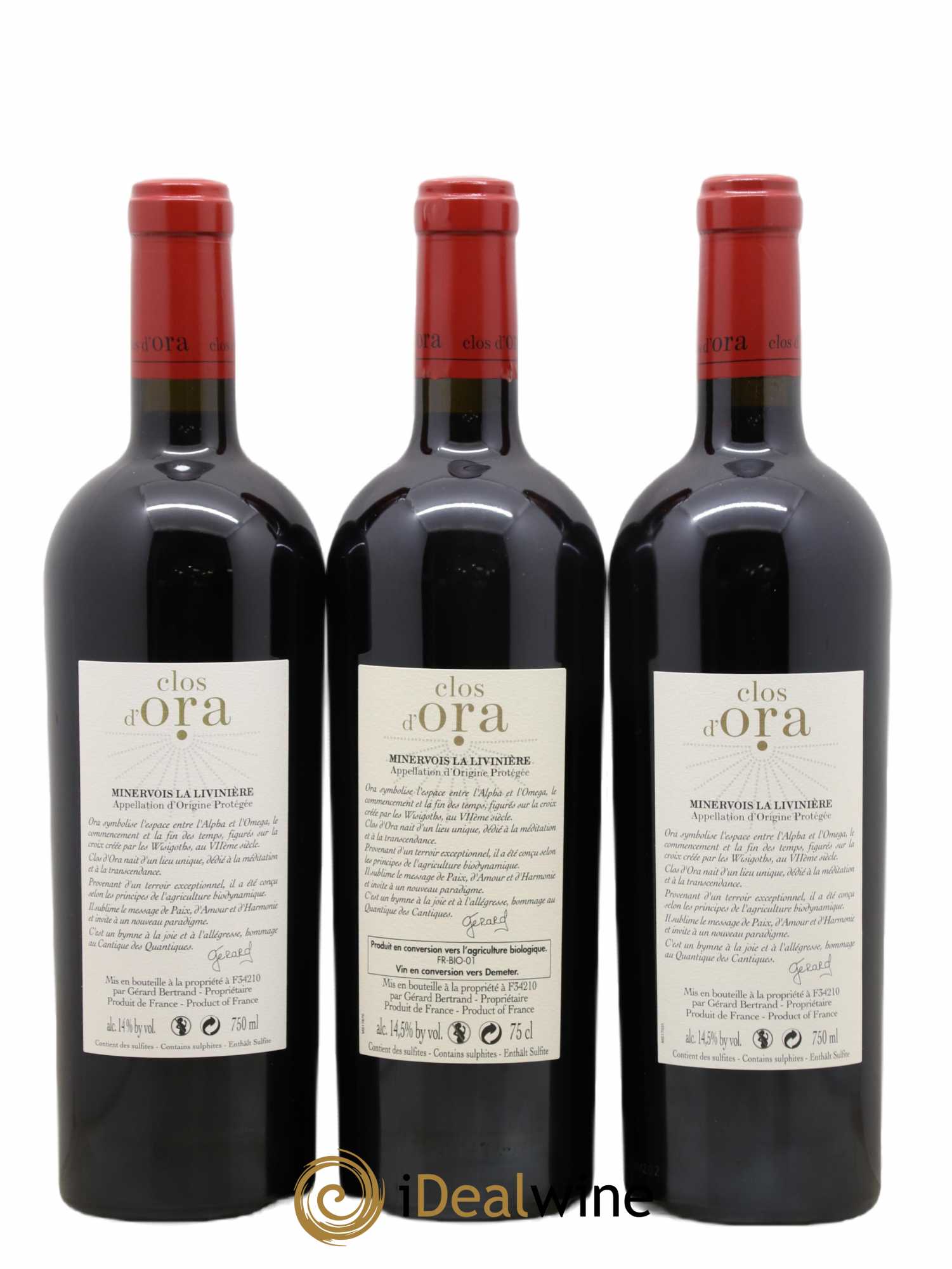 Minervois La Livinière Clos d'Ora Gérard Bertrand 12/13/14 - Lot of 3 bottles - 1