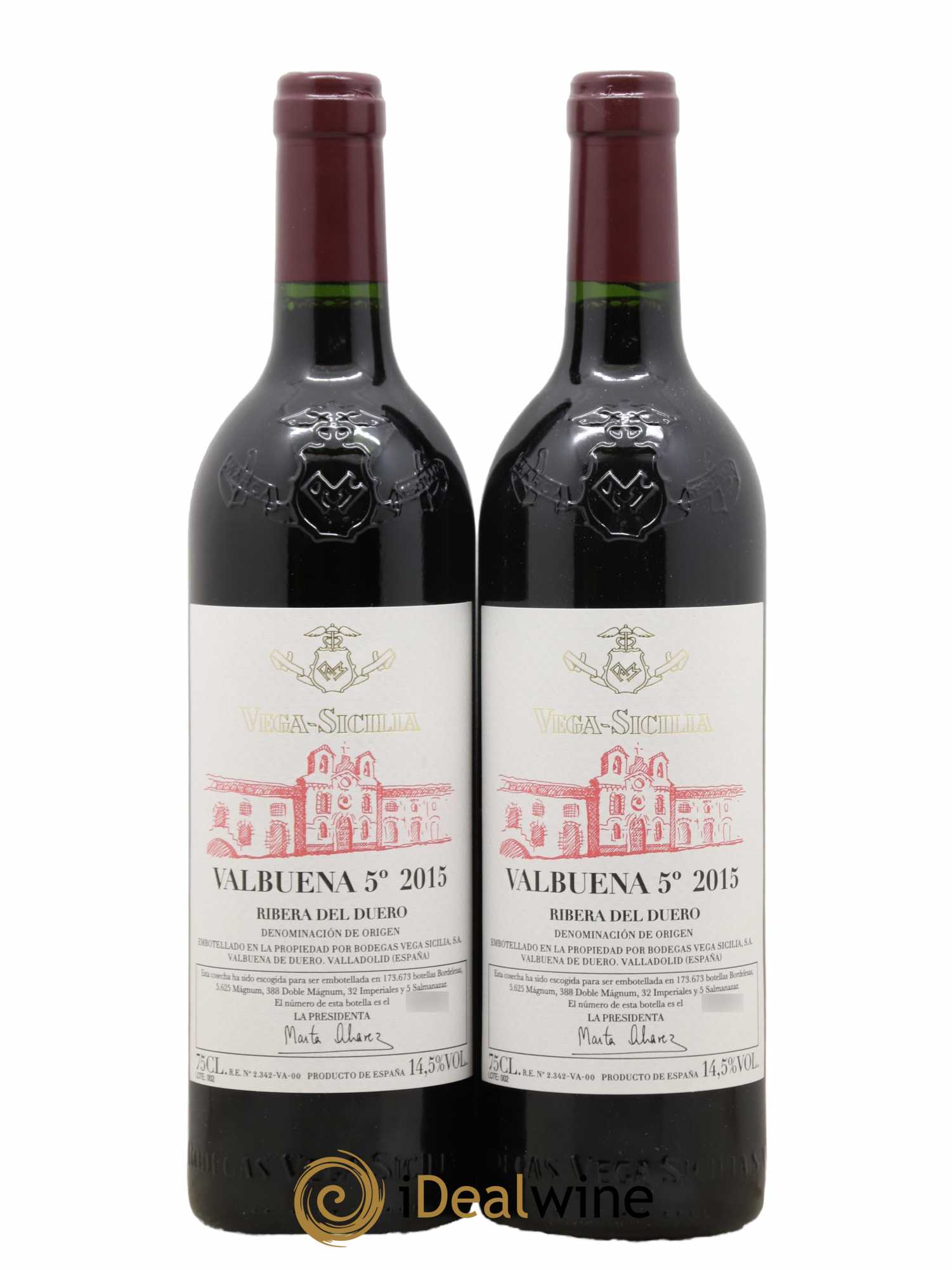 Ribera Del Duero DO Vega Sicilia Valbuena 5 ano Famille Alvarez 2015 - Lot de 2 bouteilles - 0