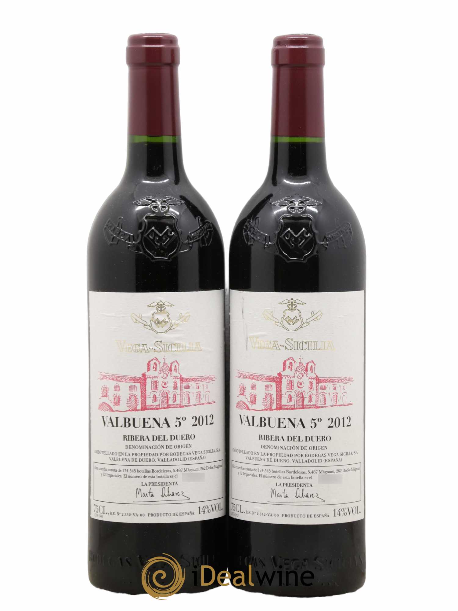 Ribera Del Duero DO Vega Sicilia Valbuena 5 ano Famille Alvarez 2012 - Lot de 2 bouteilles - 0