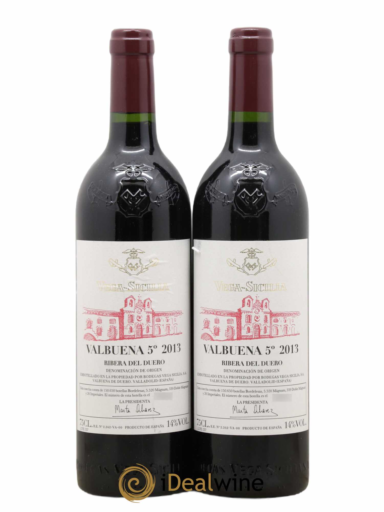 Ribera Del Duero DO Vega Sicilia Valbuena 5 ano Famille Alvarez 2013 - Lot de 2 bouteilles - 0