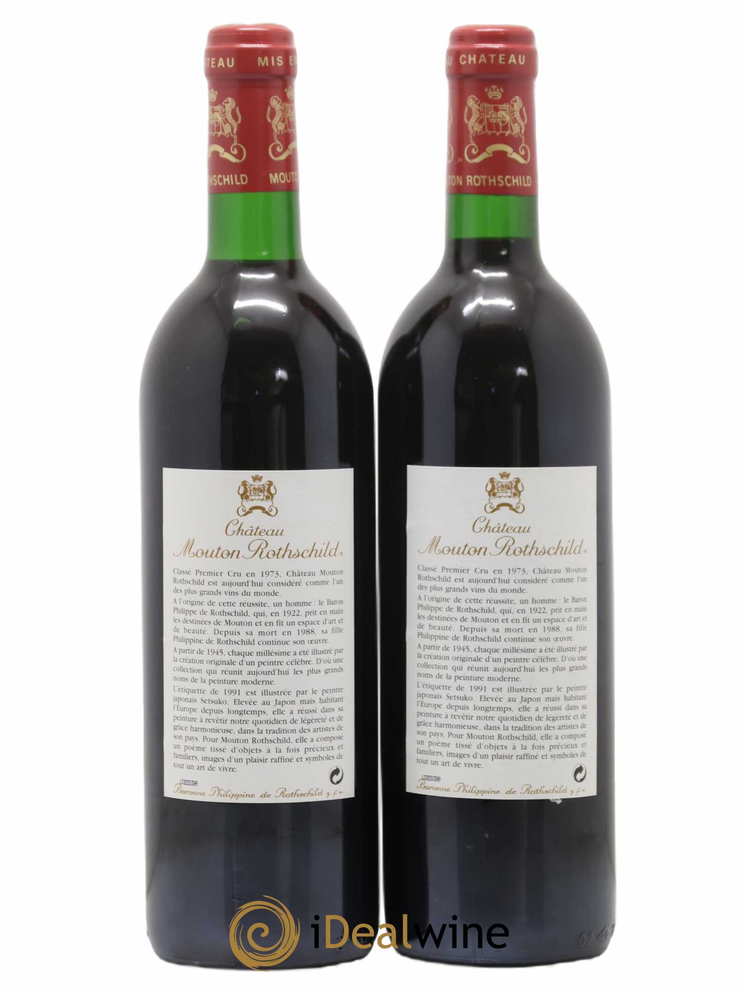 Château Mouton Rothschild 1er Grand Cru Classé 1991 - Lot de 2 bouteilles - 1