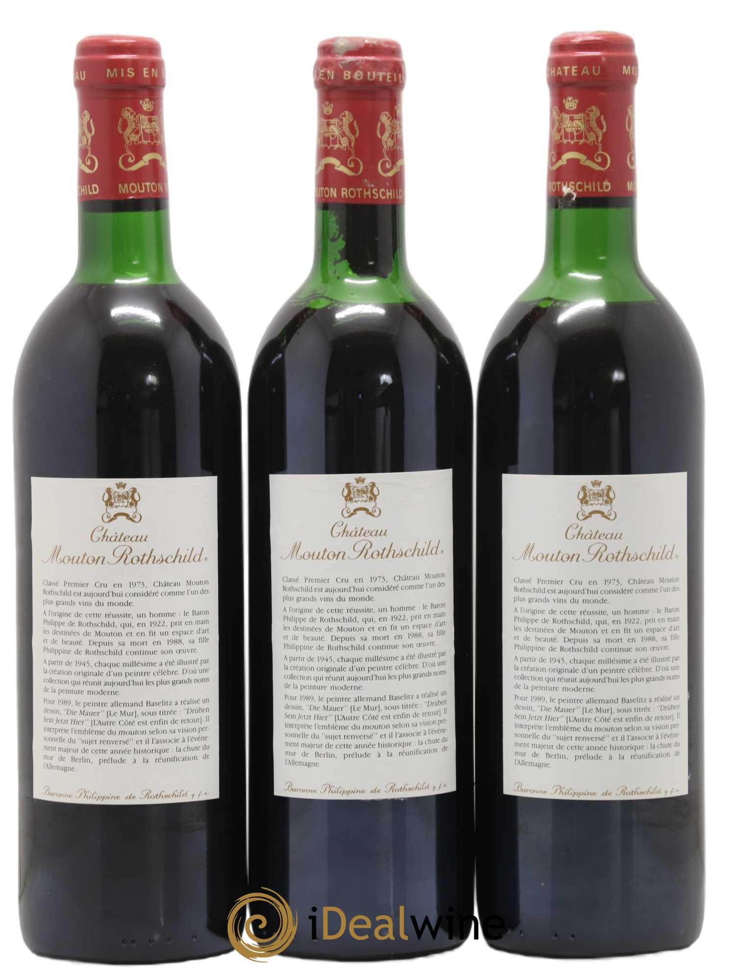 Château Mouton Rothschild 1er Grand Cru Classé 1989 - Lot de 3 bouteilles - 1