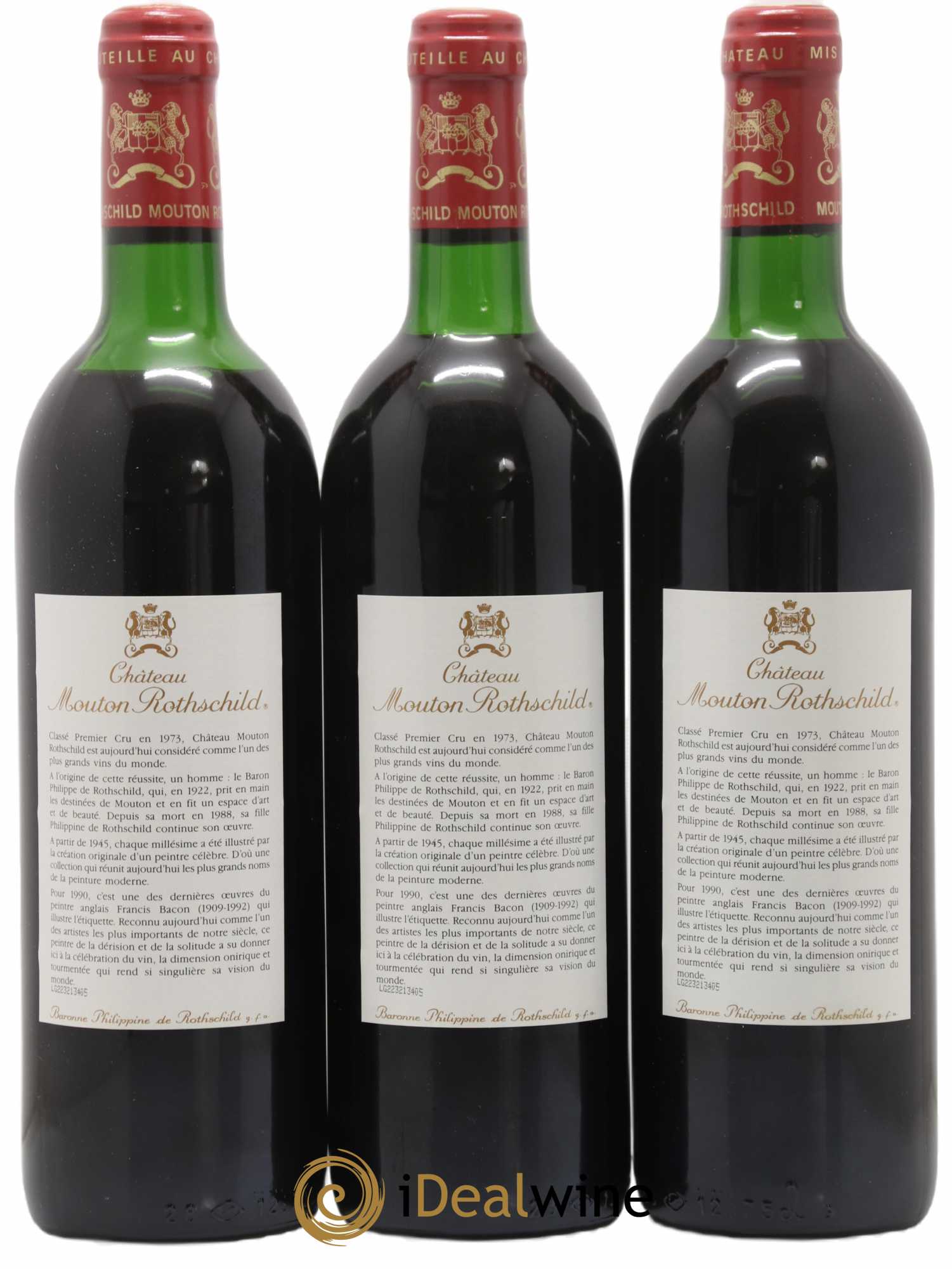 Château Mouton Rothschild 1er Grand Cru Classé 1990 - Lot de 3 bouteilles - 1