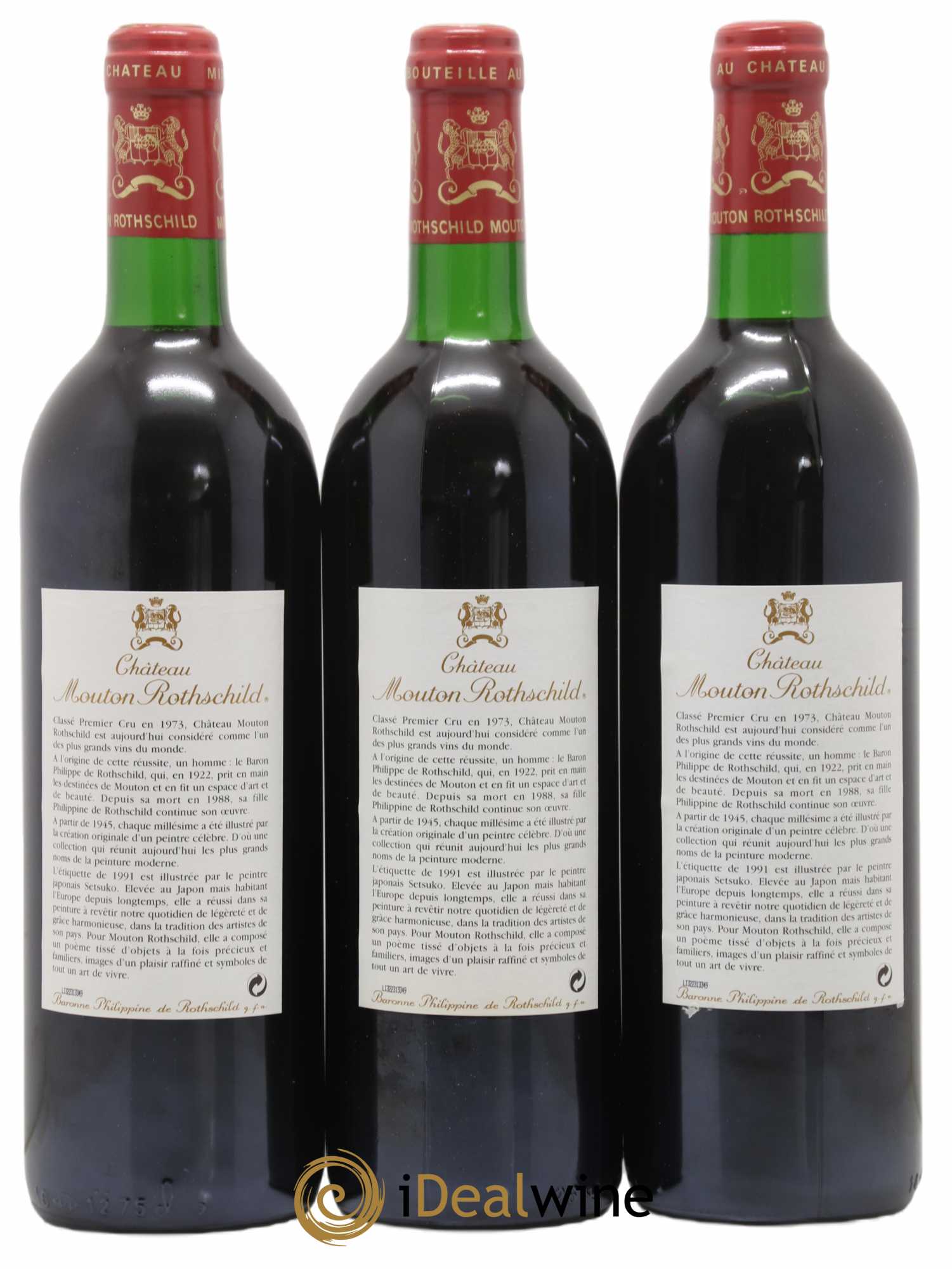 Château Mouton Rothschild 1er Grand Cru Classé 1991 - Lot of 3 bottles - 1