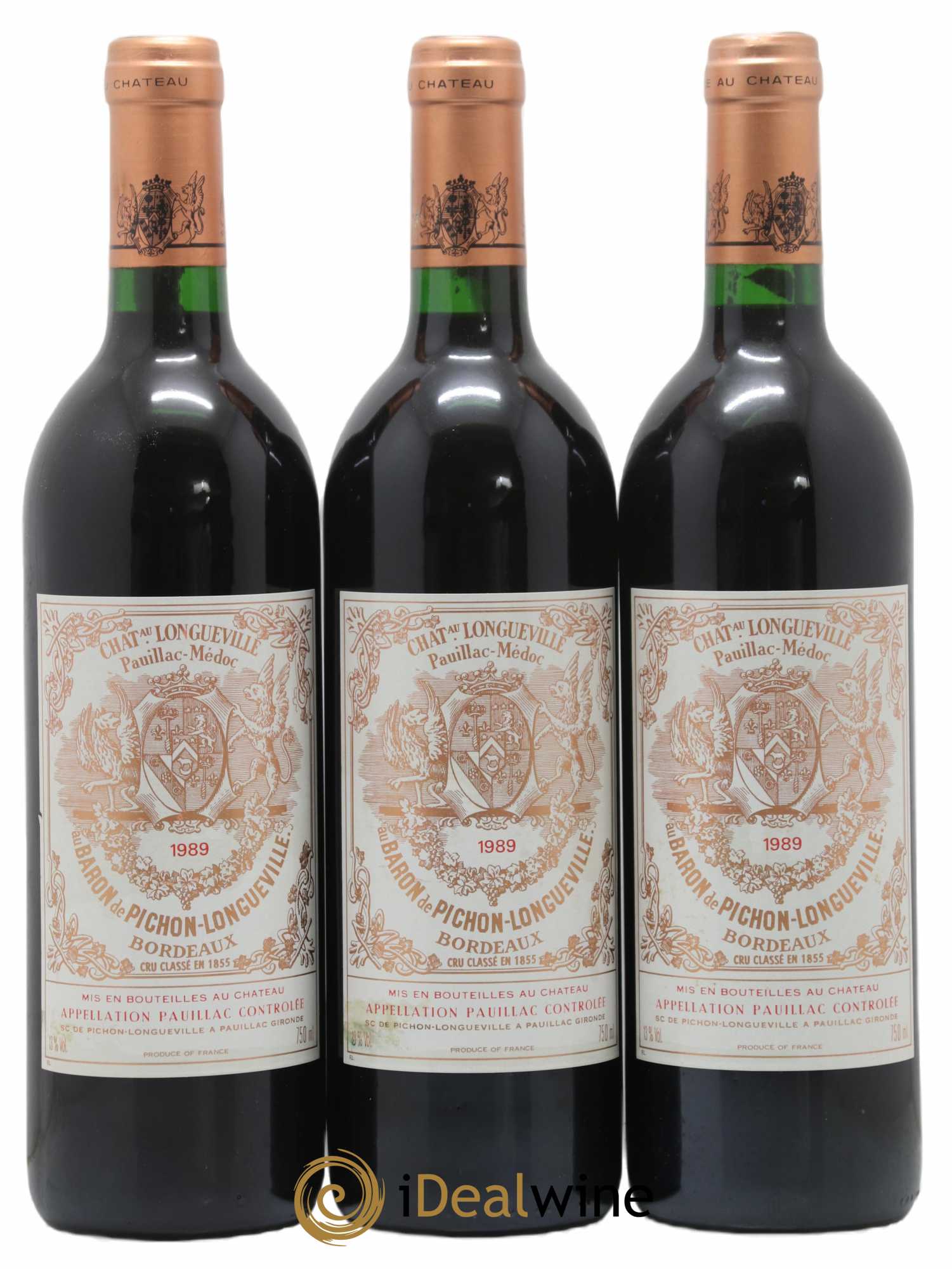 Pichon Longueville Baron 2ème Grand Cru Classé 1989 - Lot de 3 bouteilles - 0