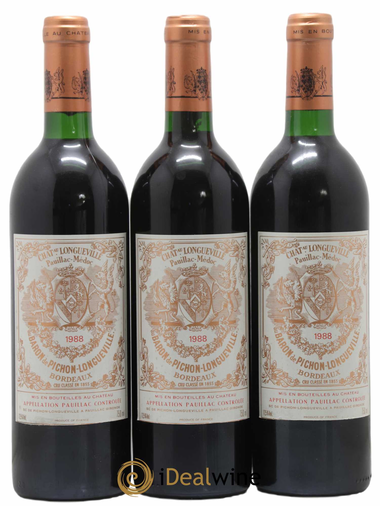 Pichon Longueville Baron 2ème Grand Cru Classé 1988 - Lot de 3 bouteilles - 0