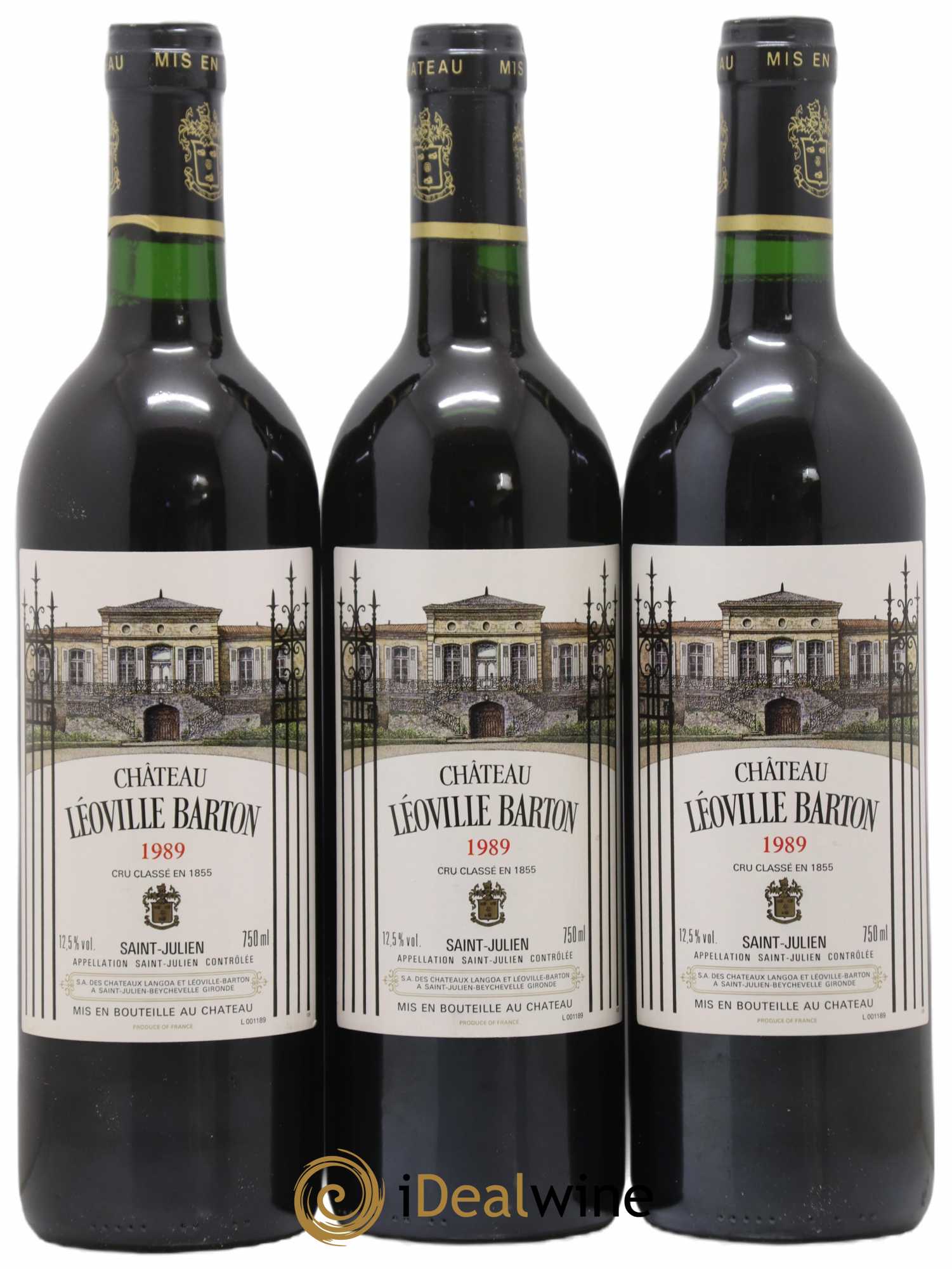 Château Léoville Barton 2ème Grand Cru Classé 1989 - Lot de 3 bouteilles - 0