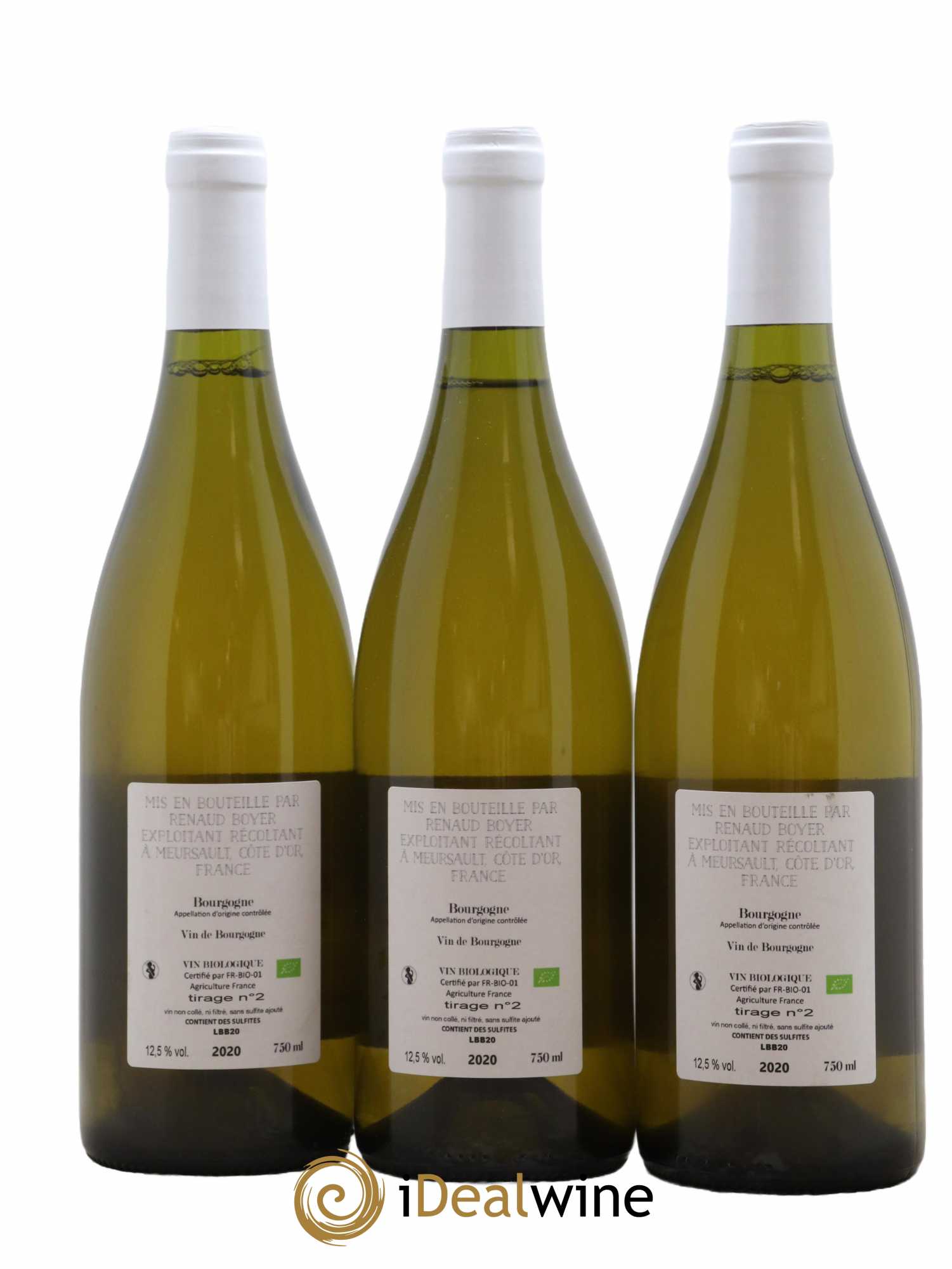 Bourgogne Les Riaux Renaud Boyer 2020 - Lot de 3 bouteilles - 1