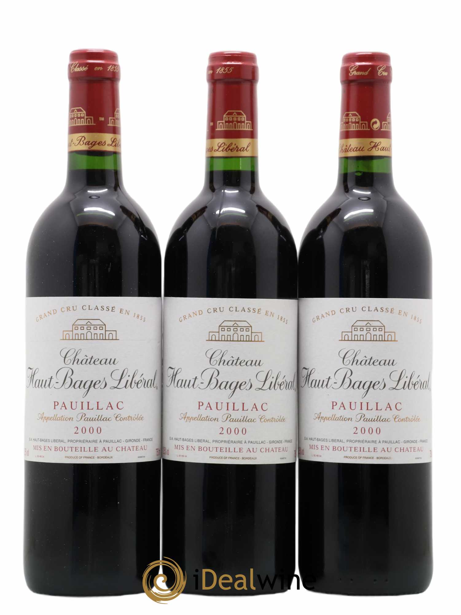 Château Haut Bages Libéral 5ème Grand Cru Classé 2000 - Lot de 3 bouteilles - 0