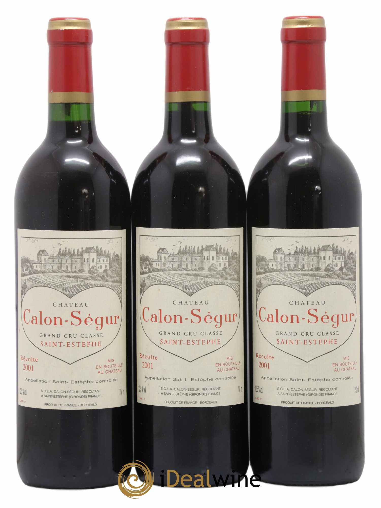 Château Calon Ségur 3ème Grand Cru Classé 2001 - Lot de 3 bouteilles - 0