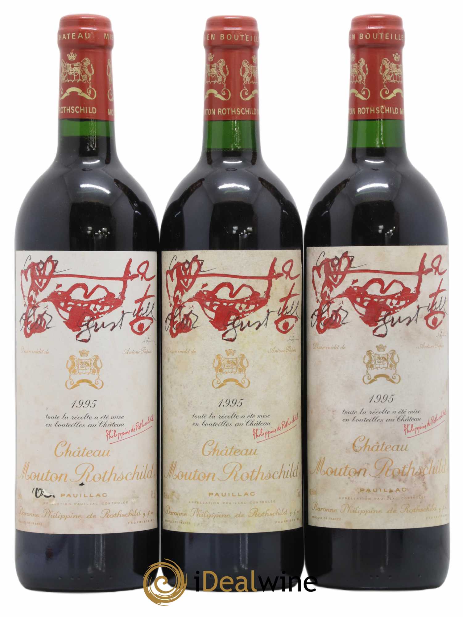 Château Mouton Rothschild 1er Grand Cru Classé 1995 - Lot de 3 bouteilles - 0