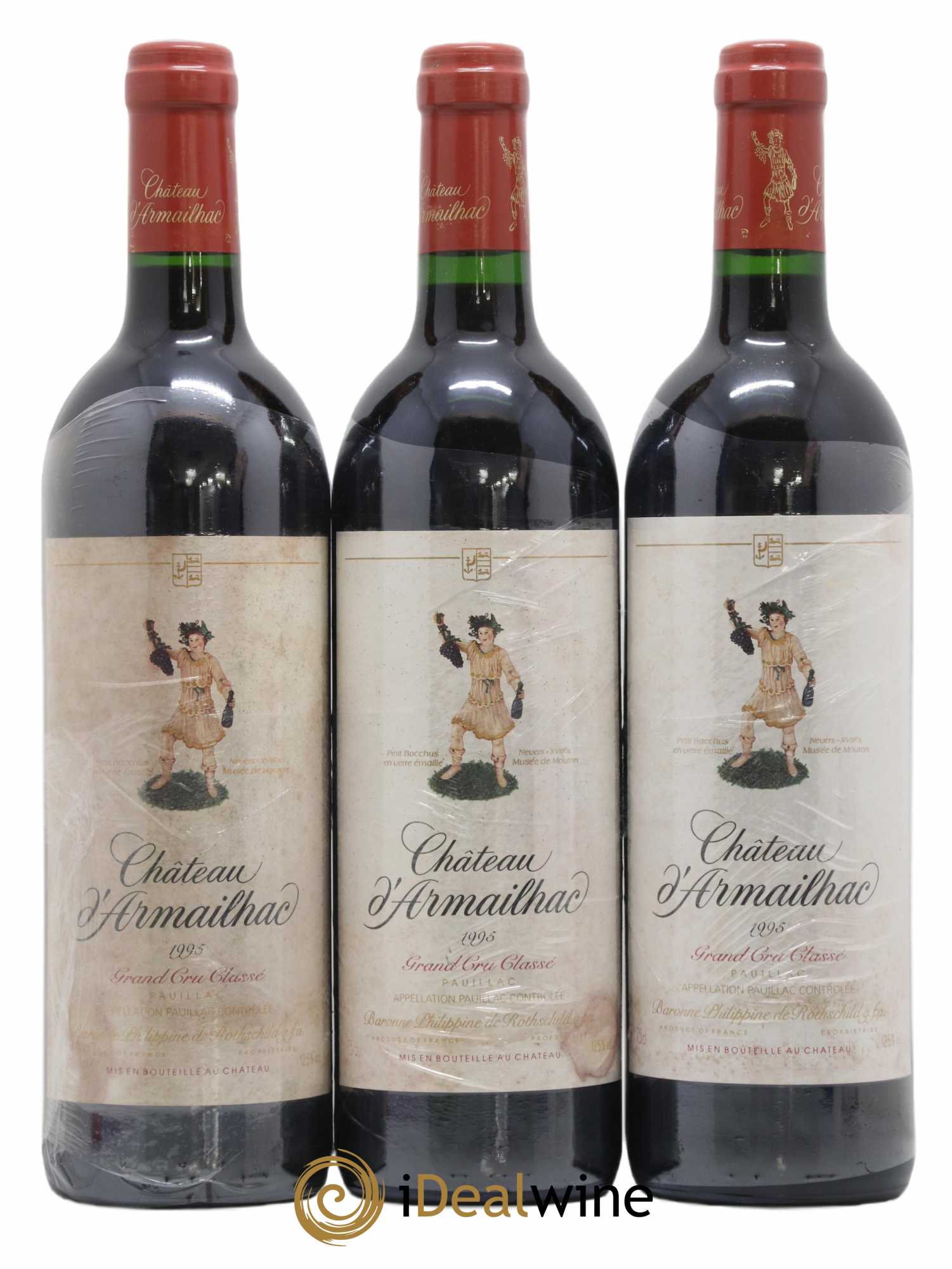 Château d' Armailhac - Mouton Baron(ne) Philippe 5ème Grand Cru Classé 1995 - Lot de 3 bouteilles - 0