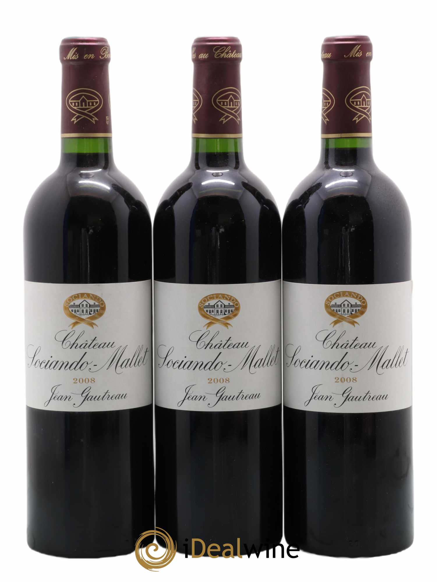 Château Sociando Mallet 2008 - Lot de 3 bouteilles - 0
