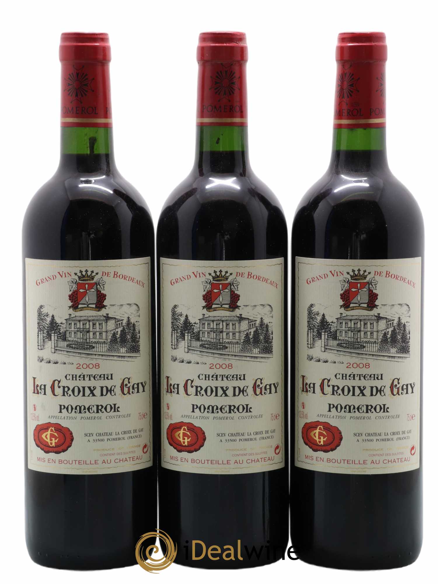 Château la Croix de Gay 2008 - Lot of 3 bottles - 0