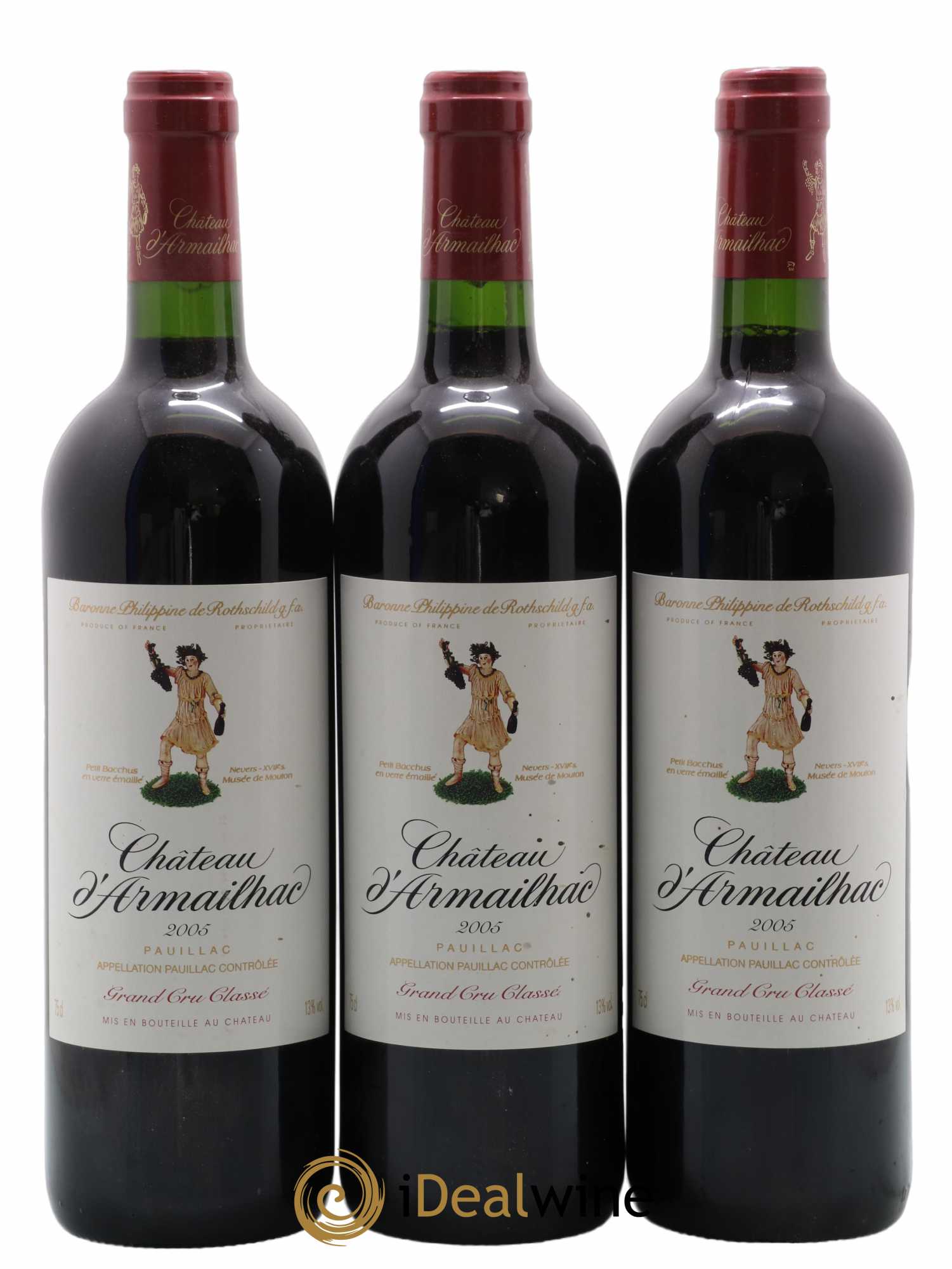 Château d' Armailhac - Mouton Baron(ne) Philippe 5ème Grand Cru Classé 2005 - Lot de 3 bouteilles - 0