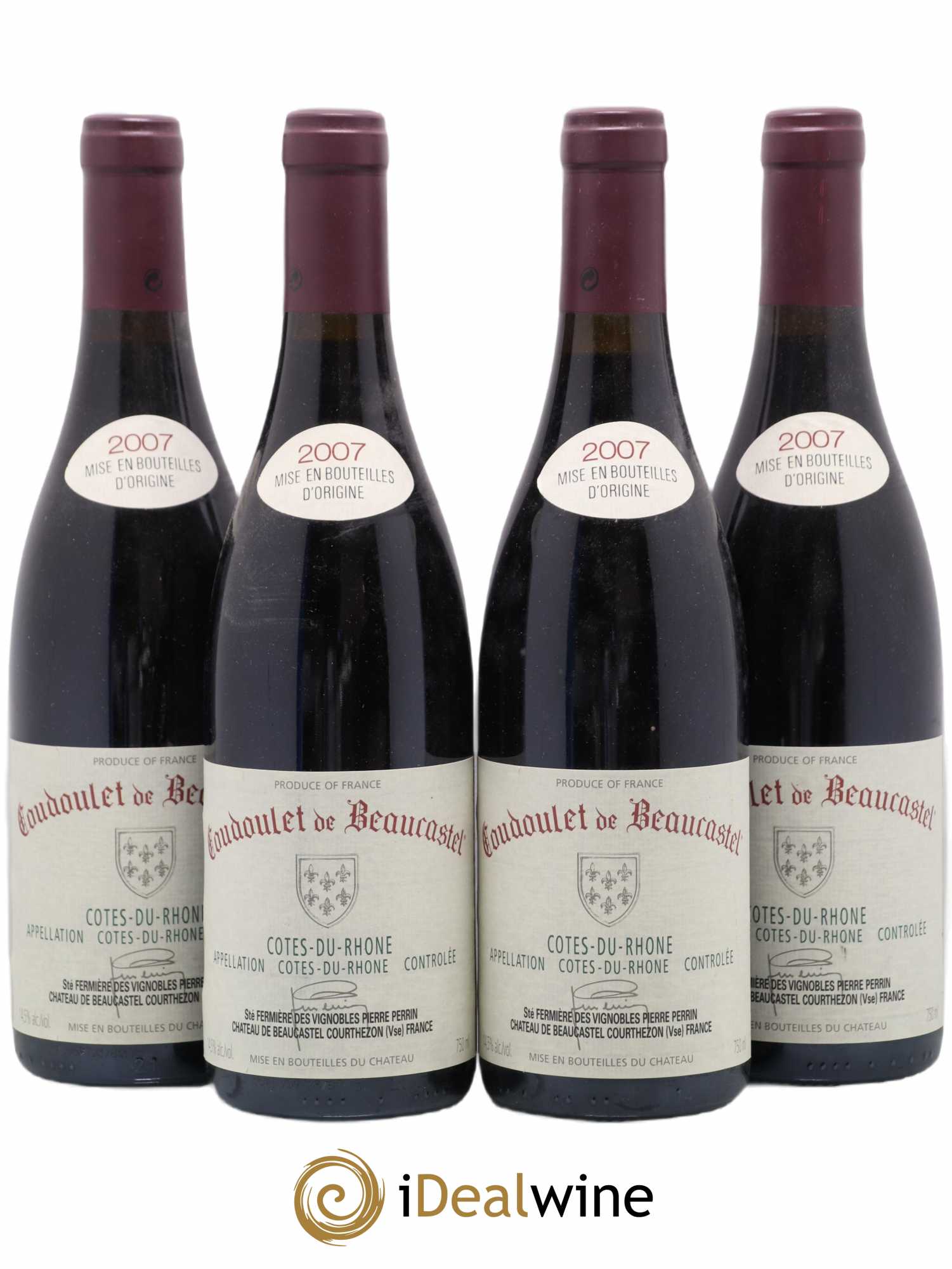 Côtes-du-Rhône Coudoulet de Beaucastel Famille Perrin 2007 - Lot de 4 bouteilles - 0