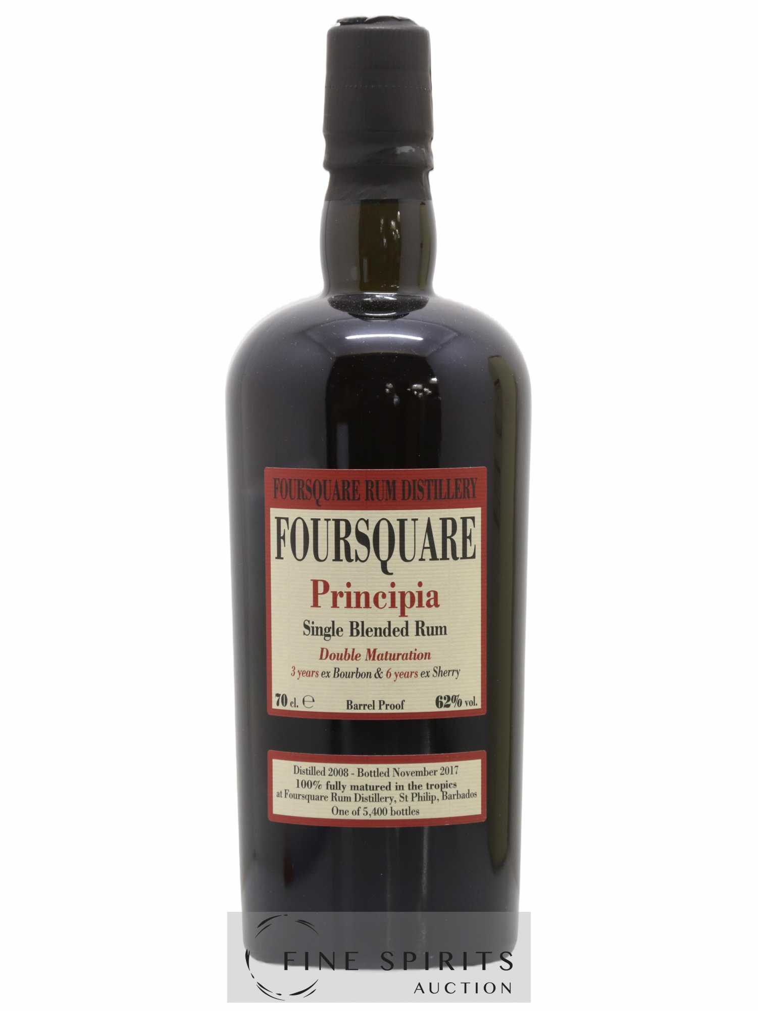 Foursquare 9 years 2008 Velier Principia Barrel Proof - One of 5400 - bottled 2017 Double Maturation - Lot de 1 bouteille - 1