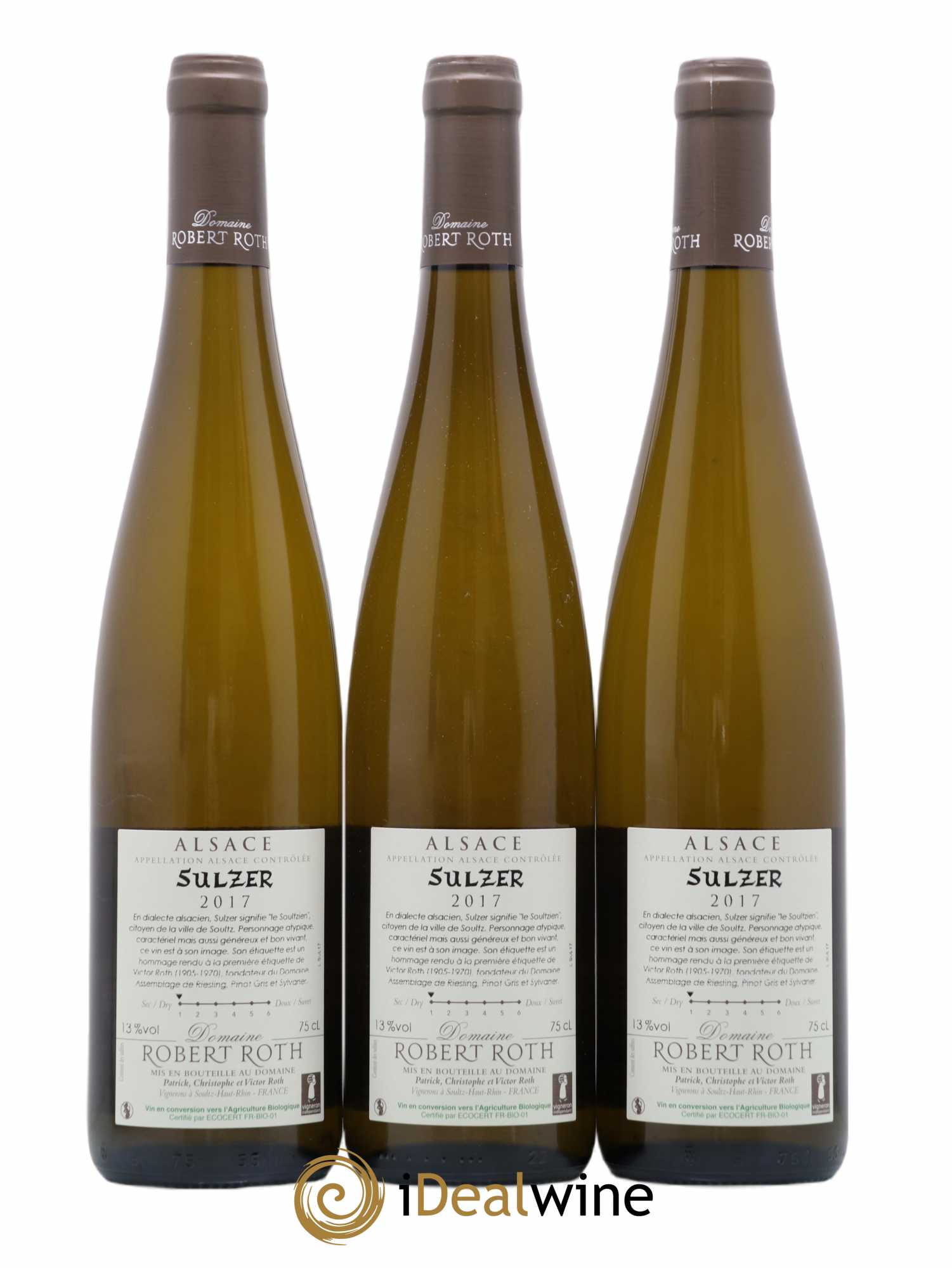Alsace Sulzer Domaine Robert Roth (sans prix de réserve) 2017 - Posten von 3 Flaschen - 1