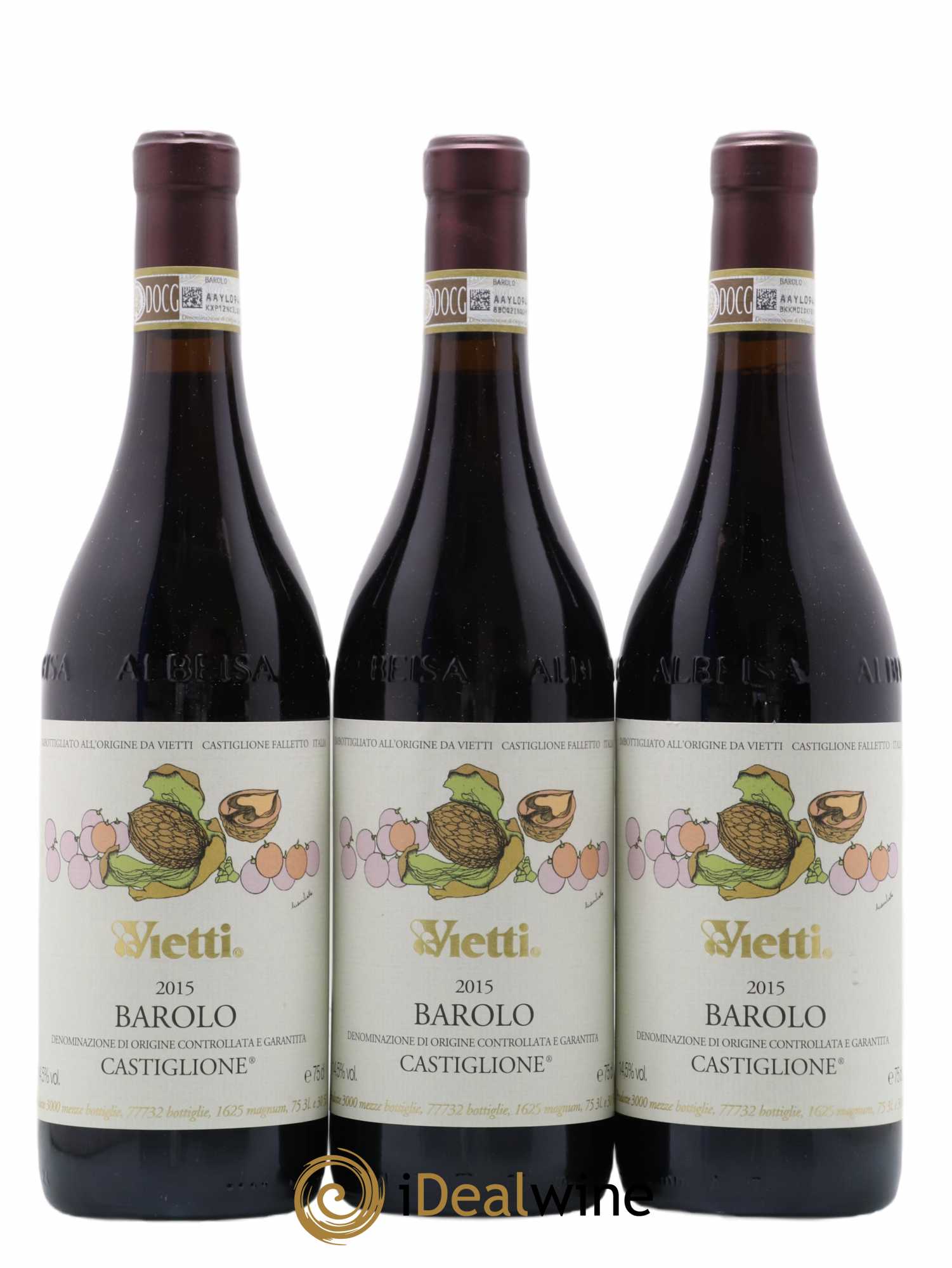 Barolo DOCG Castiglione Vietti 2015 - Lot de 3 bouteilles - 0