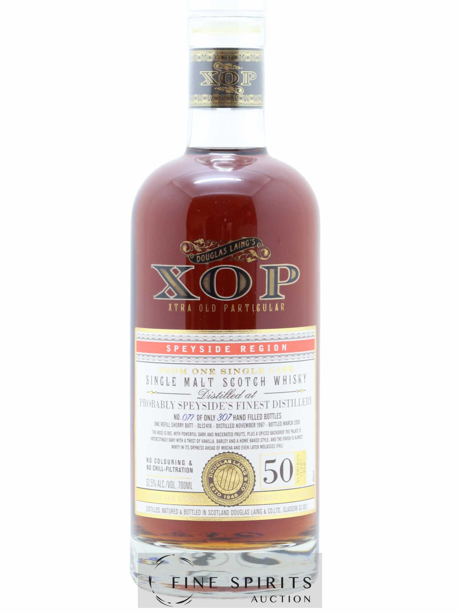 Probably Speyside's Finest Distillery 50 years 1967 Douglas Laing Sherry Butt DL12418 - One of 307 - bottled 2018 Xtra Old Particular - Lot de 1 bouteille - 1