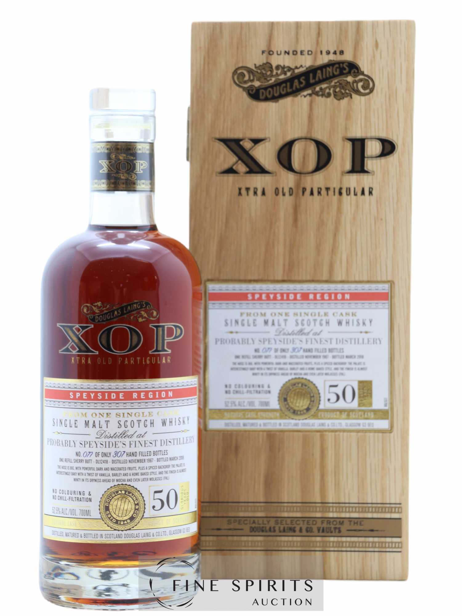 Probably Speyside's Finest Distillery 50 years 1967 Douglas Laing Sherry Butt DL12418 - One of 307 - bottled 2018 Xtra Old Particular - Lot de 1 bouteille - 0