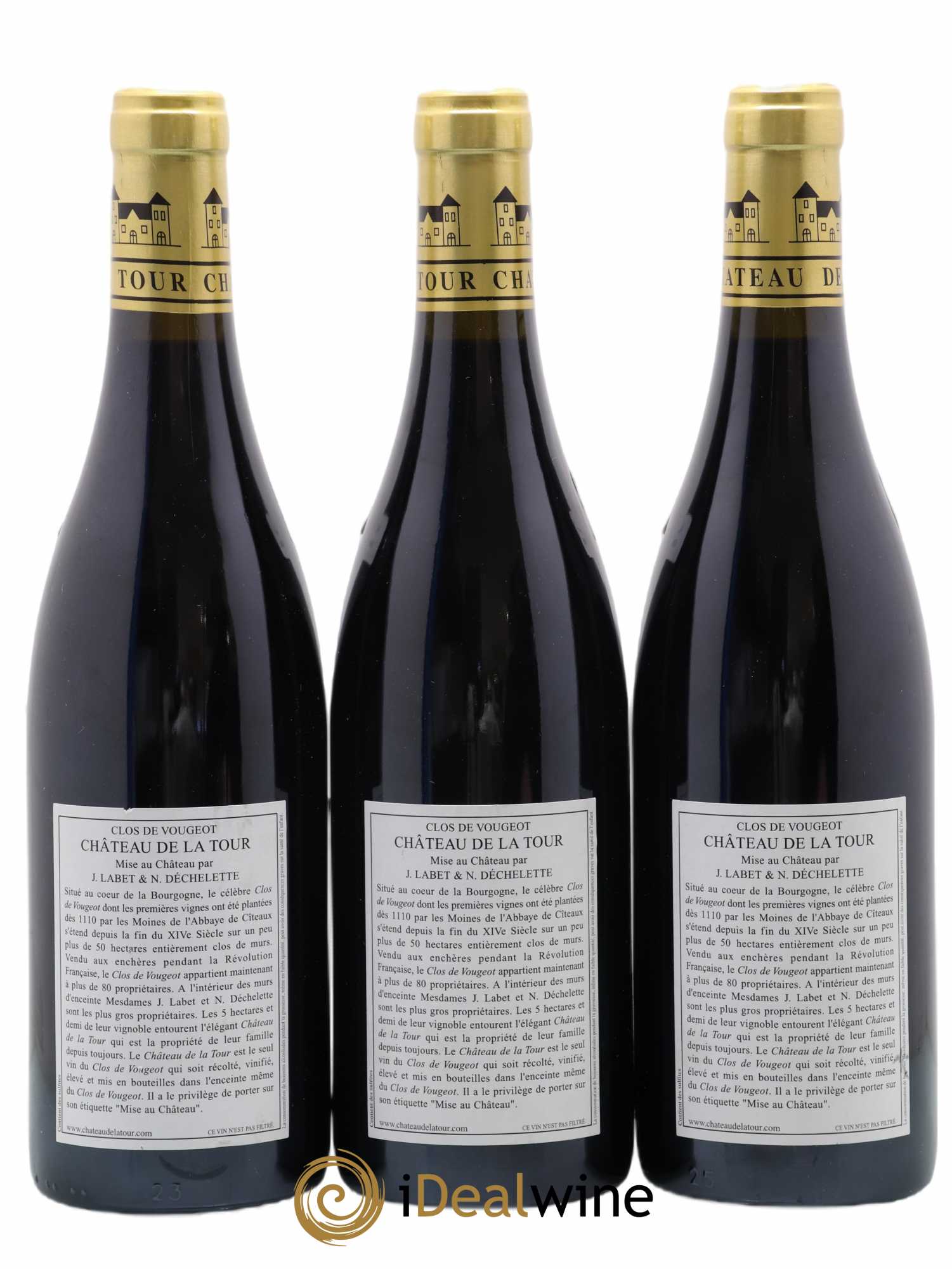 Clos de Vougeot Grand Cru Vieilles Vignes Château de La Tour Château La Tour Vielles Vignes Labet et Dechelette 2012 - Lot of 3 bottles - 1