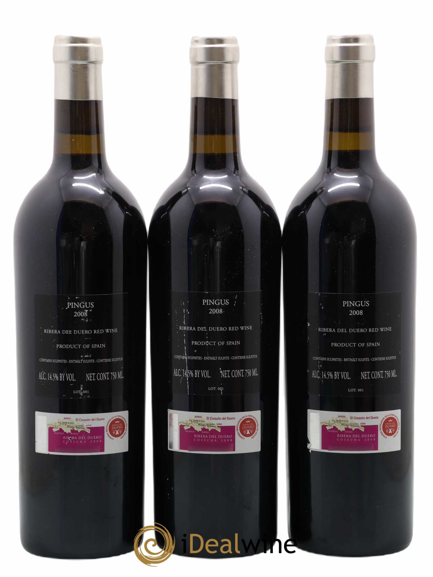 Ribera Del Duero Pingus Dominio de Pingus - Peter Sisseck 2008 - Lot de 3 bouteilles - 1