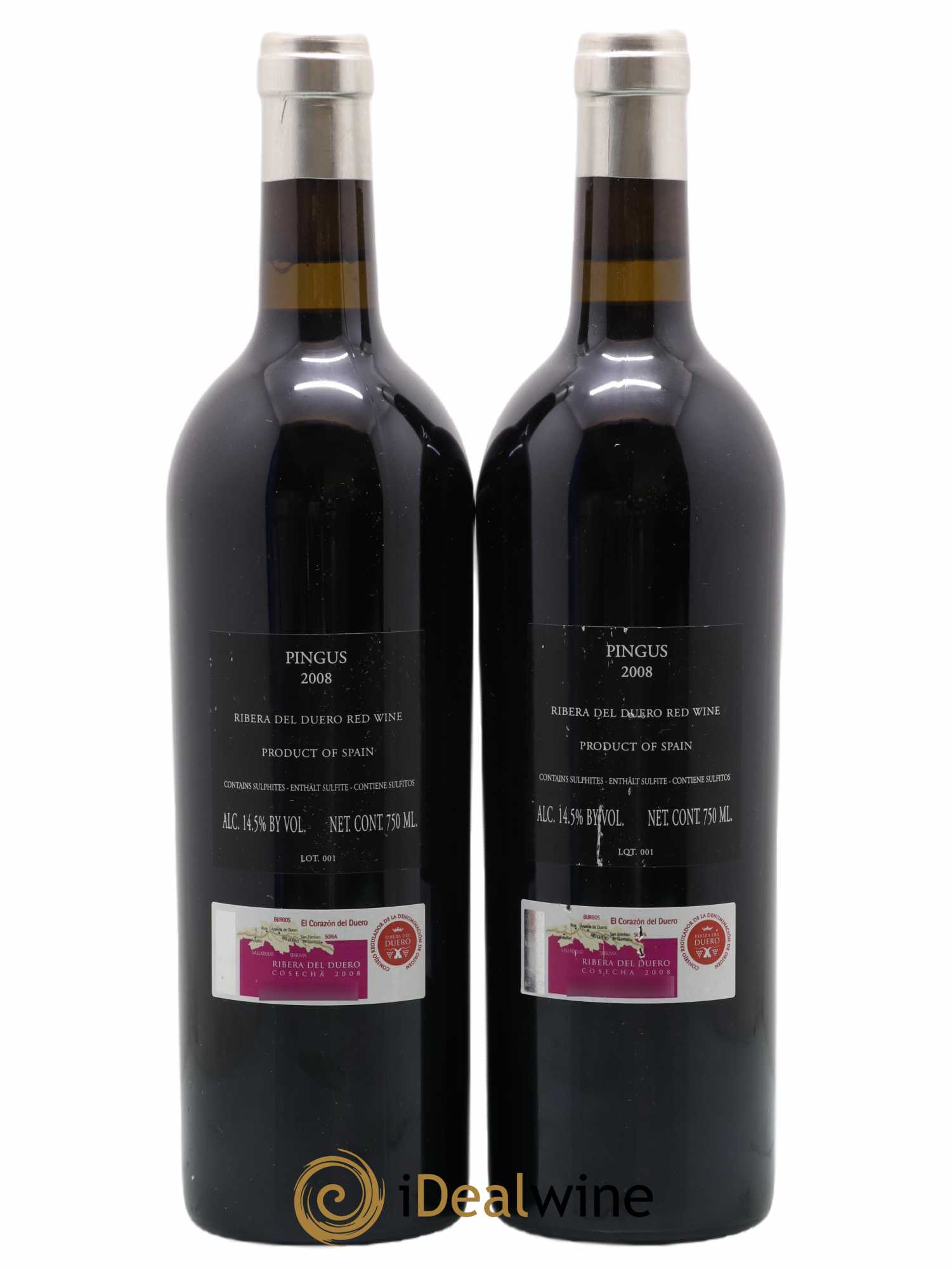 Ribera Del Duero Pingus Dominio de Pingus - Peter Sisseck 2008 - Lot de 2 bouteilles - 1