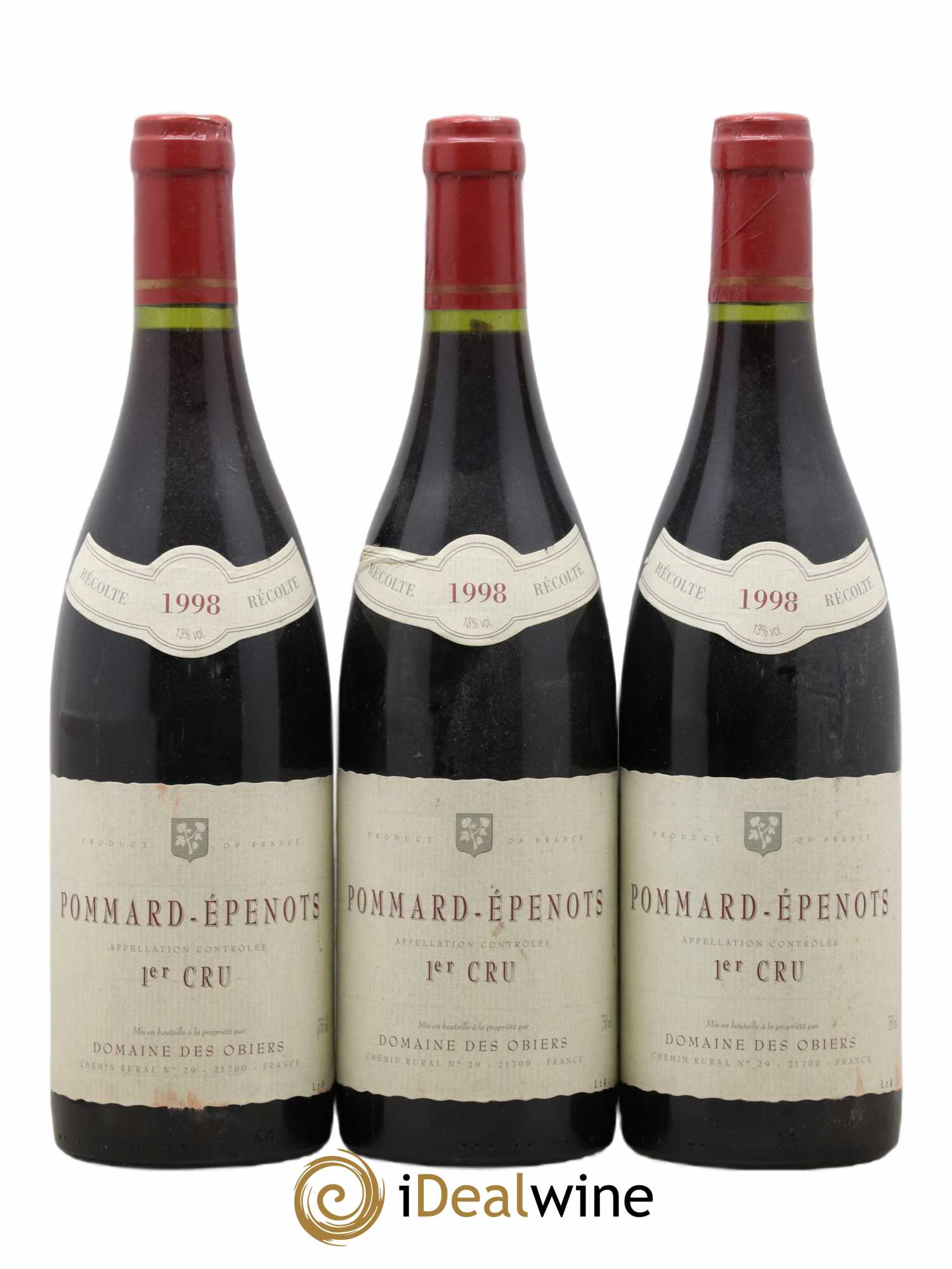 Pommard 1er Cru Epenots Domaine des Obiers 1998 - Lot de 3 bouteilles - 0
