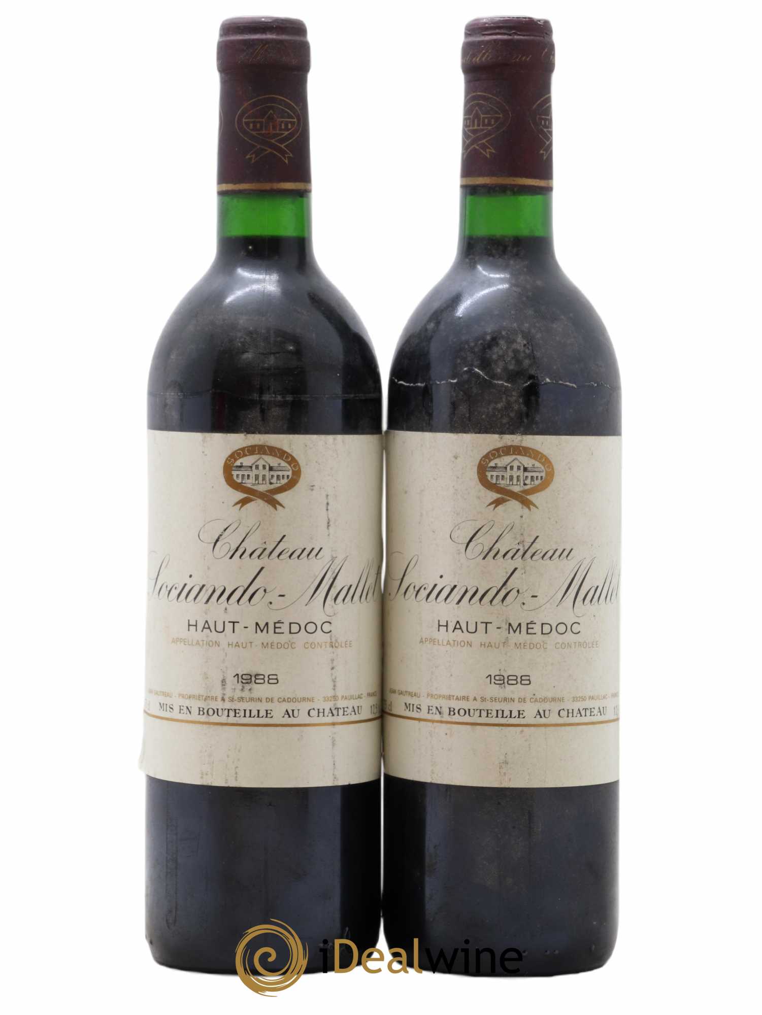 Château Sociando Mallet 1988 - Lot de 2 bouteilles - 0