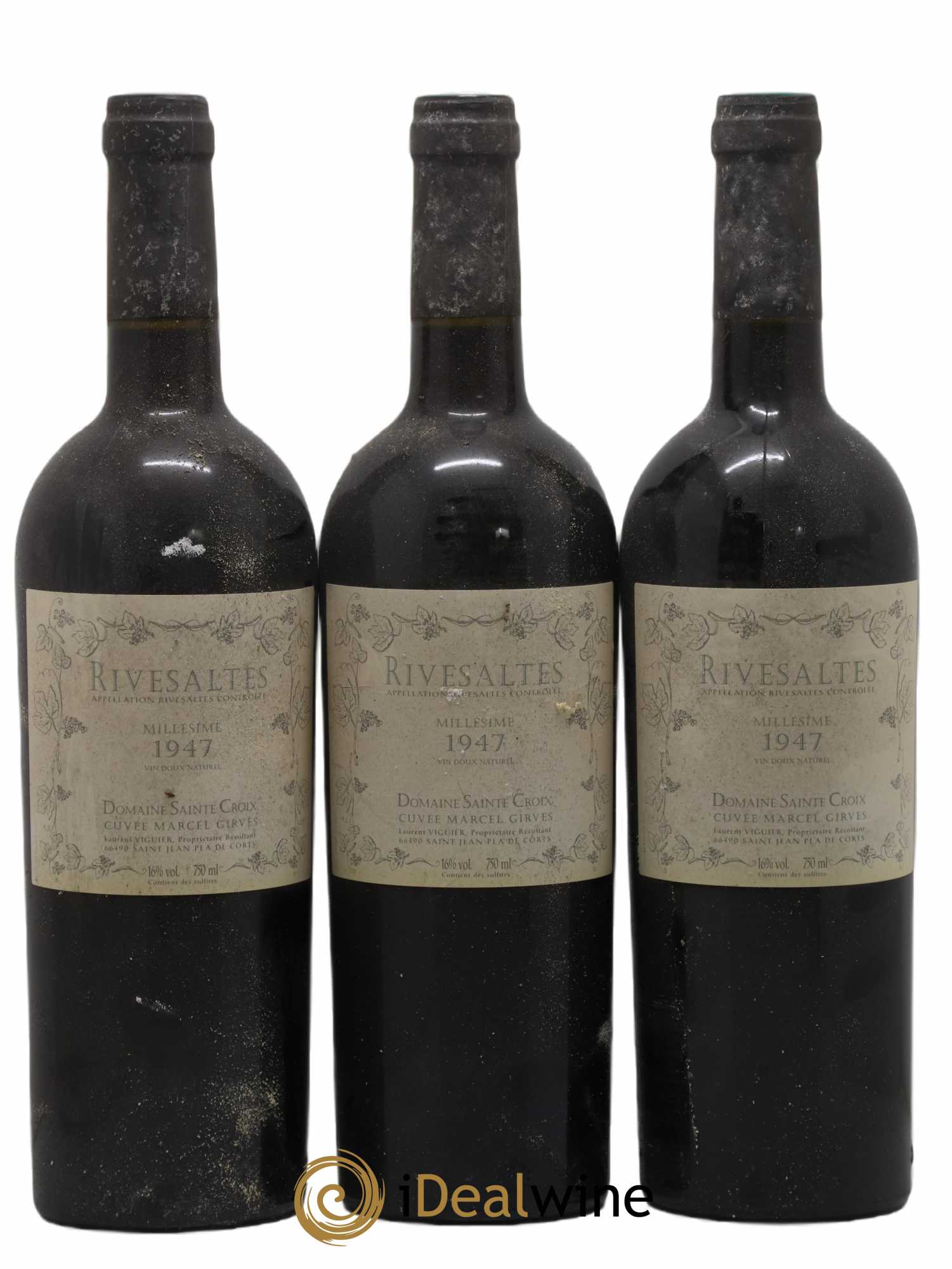 Rivesaltes Sainte Croix Cuvée Marcel Grives 1947 - Posten von 3 Flaschen - 0