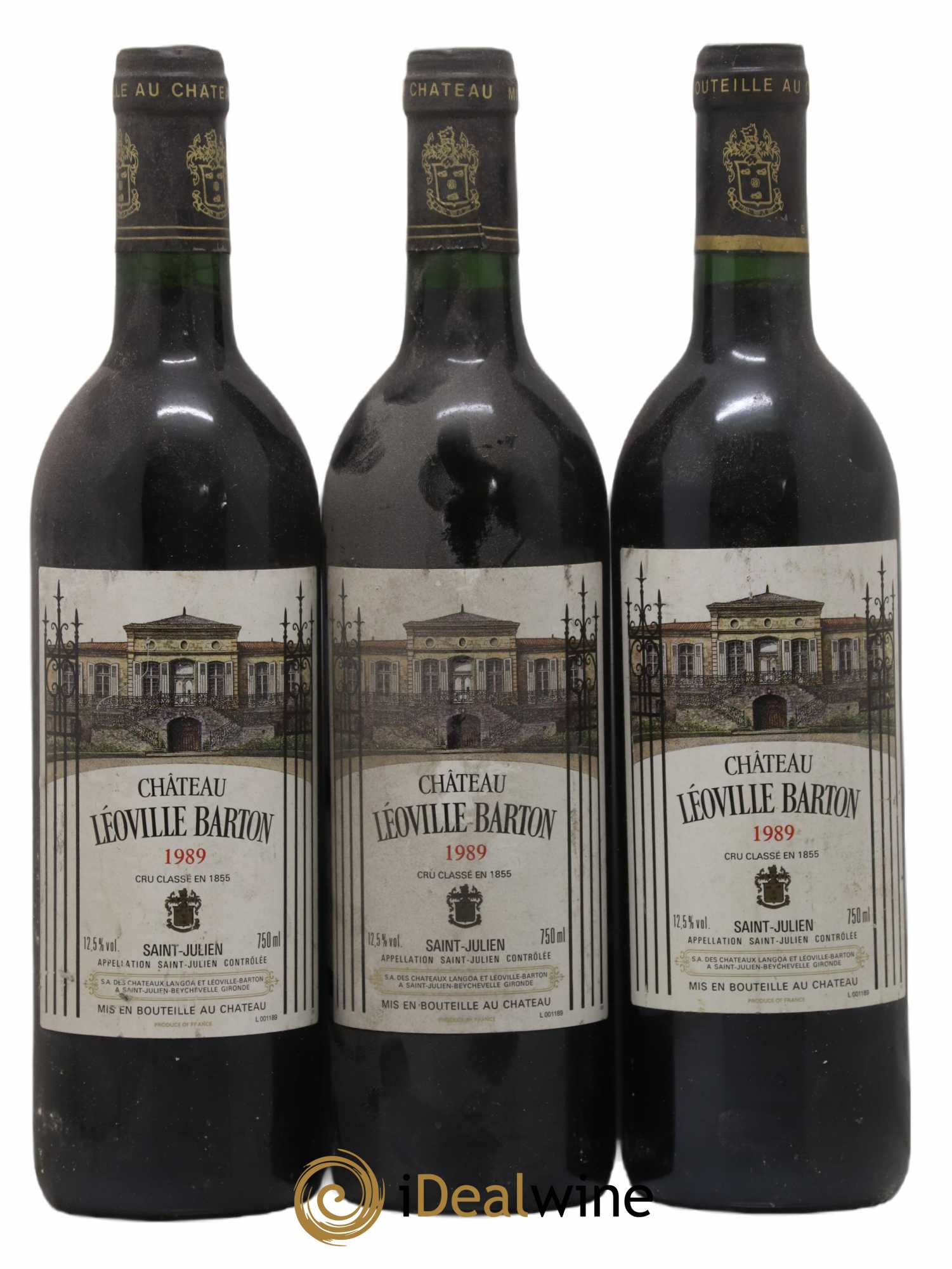 Château Léoville Barton 2ème Grand Cru Classé 1989 - Lot de 3 bouteilles - 0
