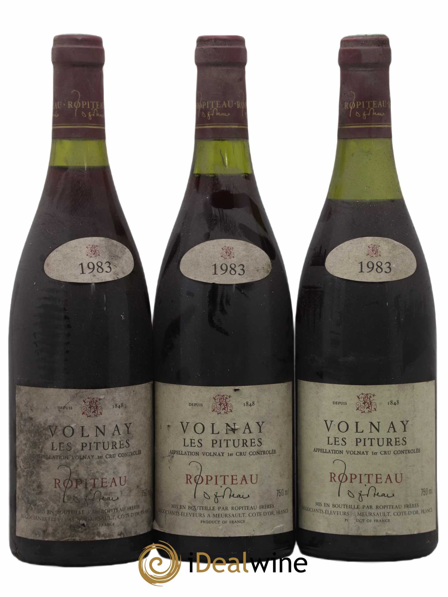 Volnay 1er Cru Pitures Ropiteau 1983 - Lot de 3 bouteilles - 0