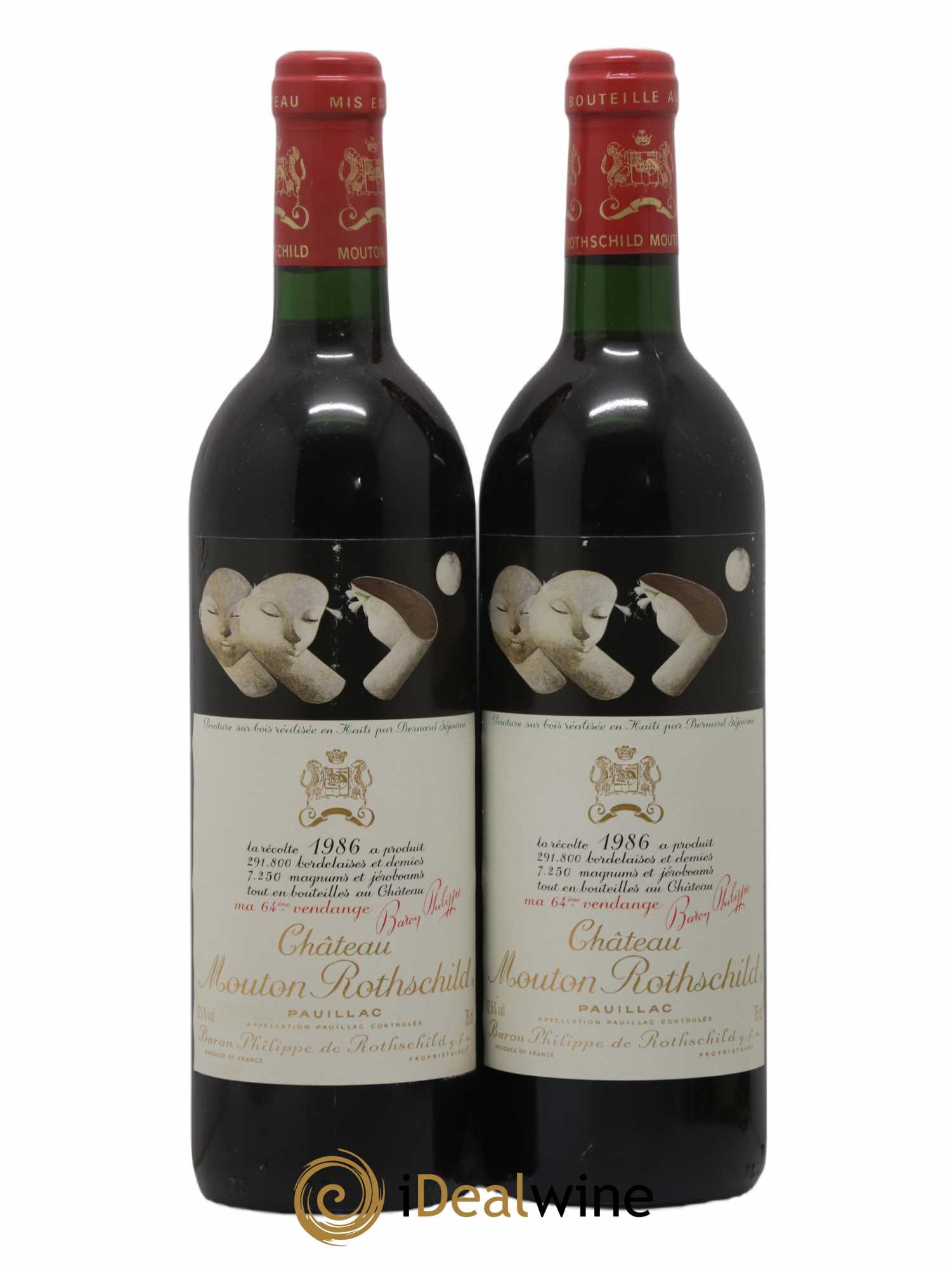 Château Mouton Rothschild 1er Grand Cru Classé 1986 - Lot de 2 bouteilles - 0