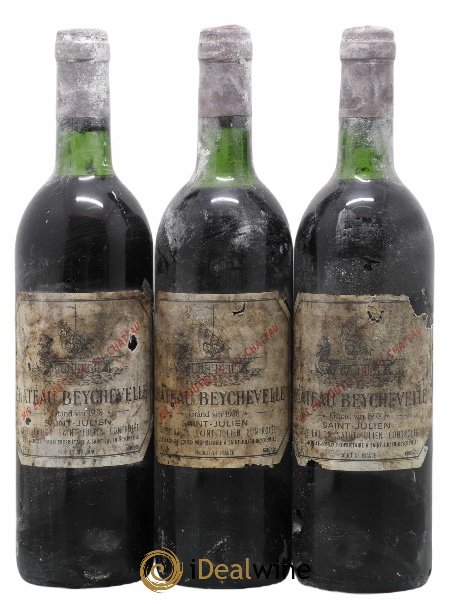 Château Beychevelle 4ème Grand Cru Classé 1978 - Lot de 3 bouteilles - 0