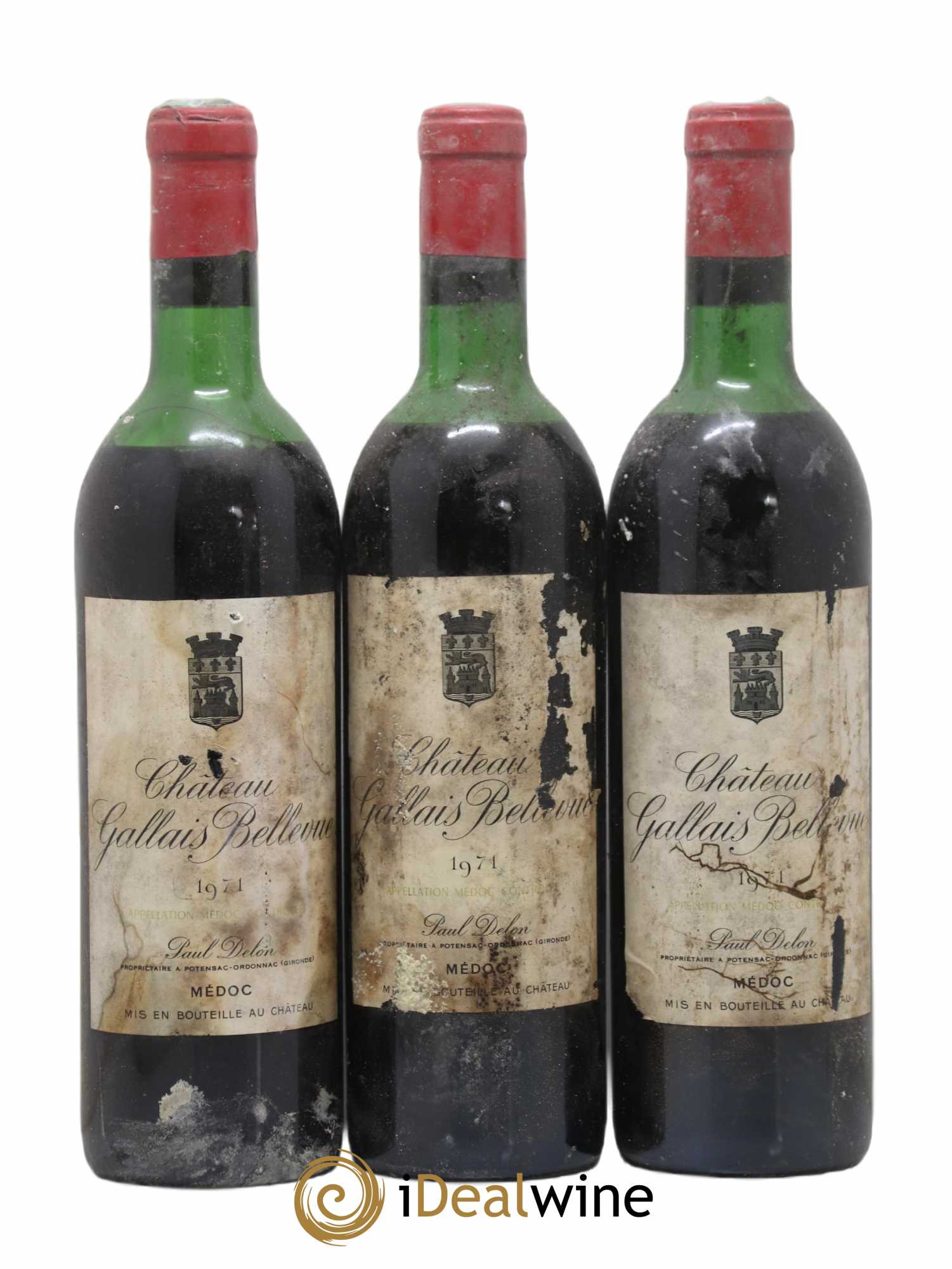 Médoc Gallais Bellevue 1971 - Lot of 3 bottles - 0