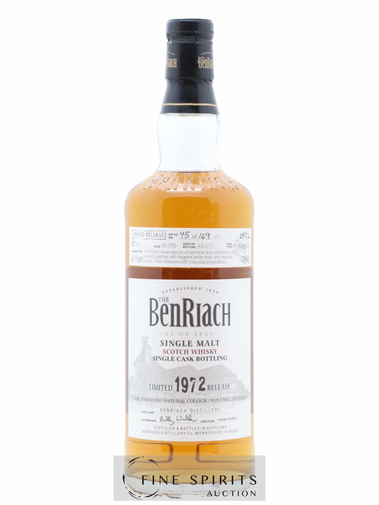 Benriach 39 years 1972 Of. Hogshead Cask n°802 - One of 169 - bottled 2011 Limited Release - Lot de 1 bouteille - 1