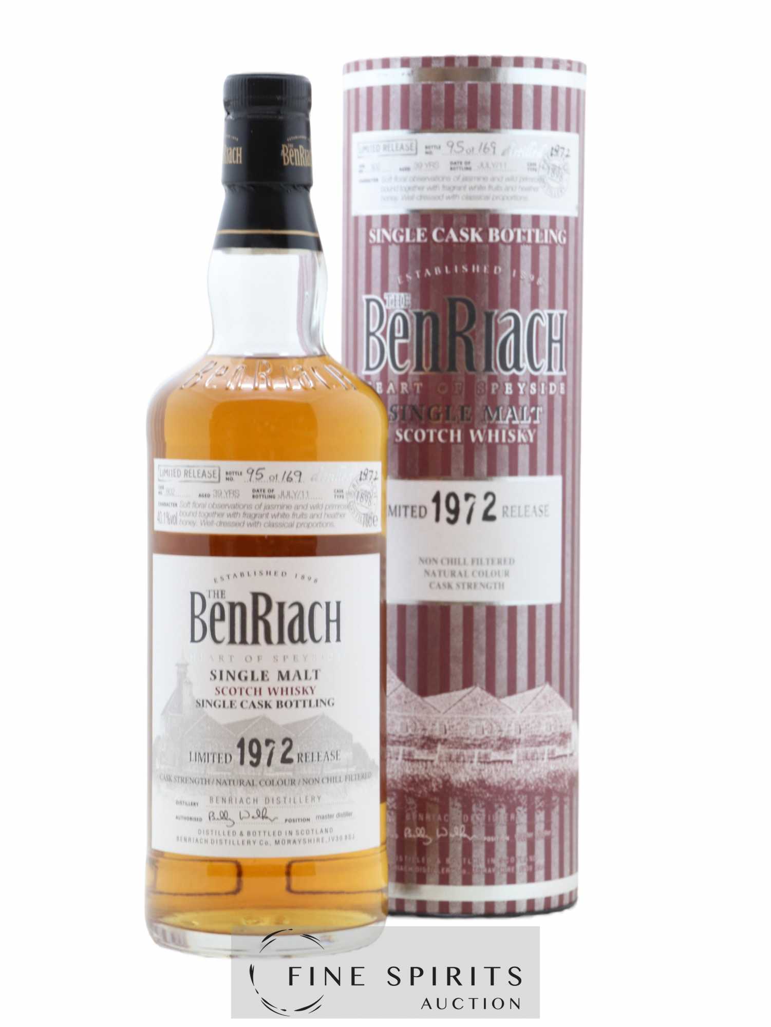 Benriach 39 years 1972 Of. Hogshead Cask n°802 - One of 169 - bottled 2011 Limited Release - Lot de 1 bouteille - 0