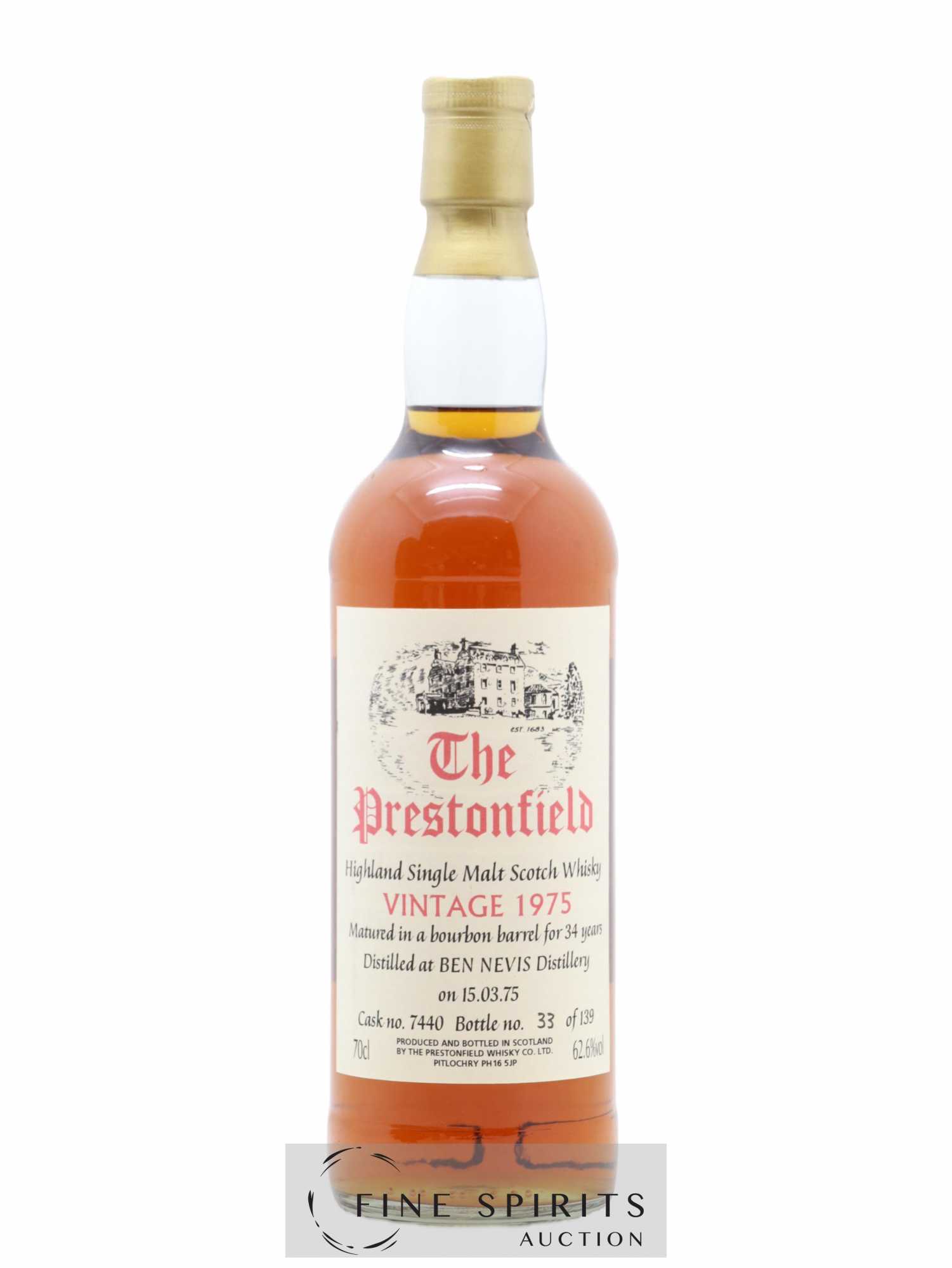 Ben Nevis 34 years 1975 The Prestonfield Bourbon Barrel n°7440 - One of 139 - Lot de 1 bouteille - 1
