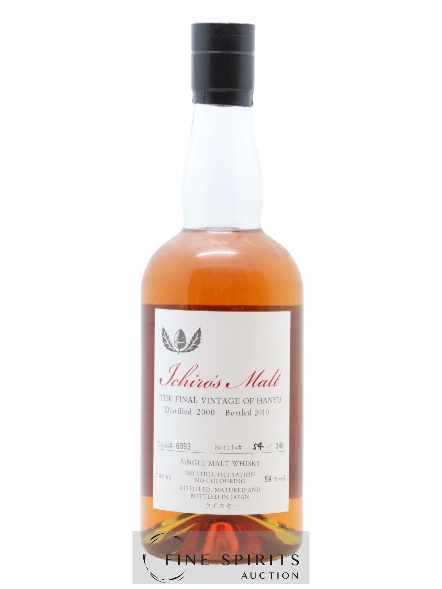 Hanyu 2000 Of. The Final Vintage Cask n°6093 - One of 349 - bottled 2010 Ichiro's Malt - Lot de 1 bouteille - 1