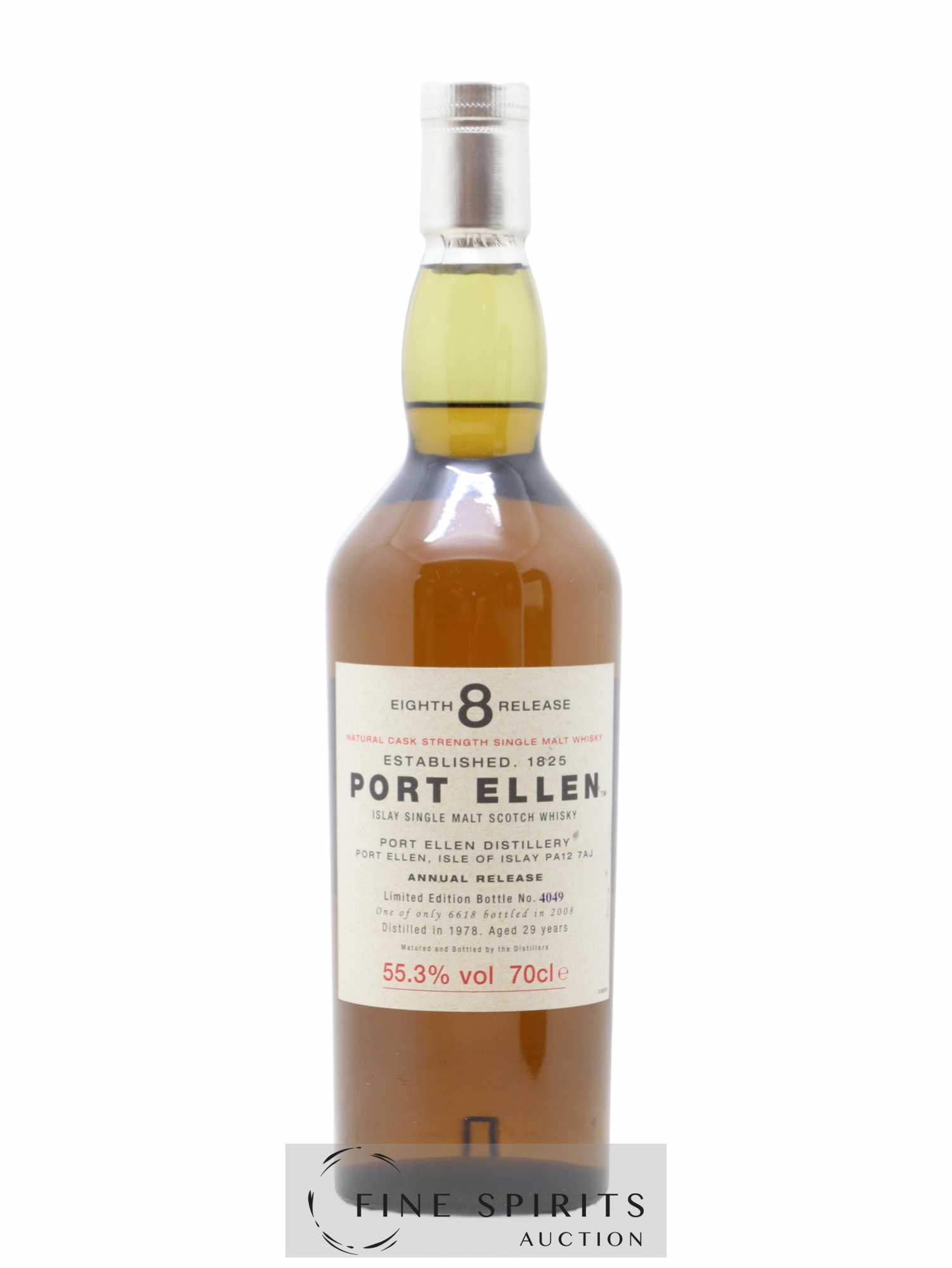 Port Ellen 29 years 1978 Of. 8th Release Natural Cask Strength - One of 6618 - bottled 2008 Limited Edition - Lot de 1 bouteille - 1