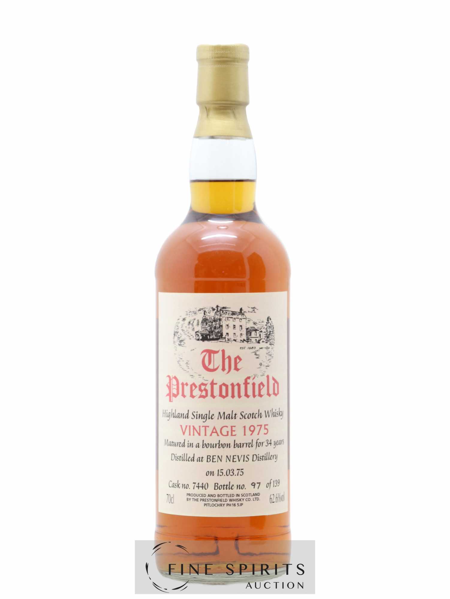 Ben Nevis 34 years 1975 The Prestonfield Bourbon Barrel n°7440 - One of 139 - Lot of 1 bottle - 1