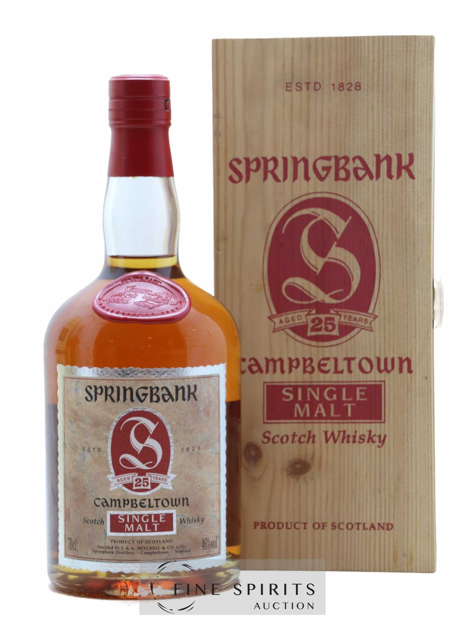 Springbank 25 years Of. Dumpy Red Wax - Lot of 1 bottle - 0