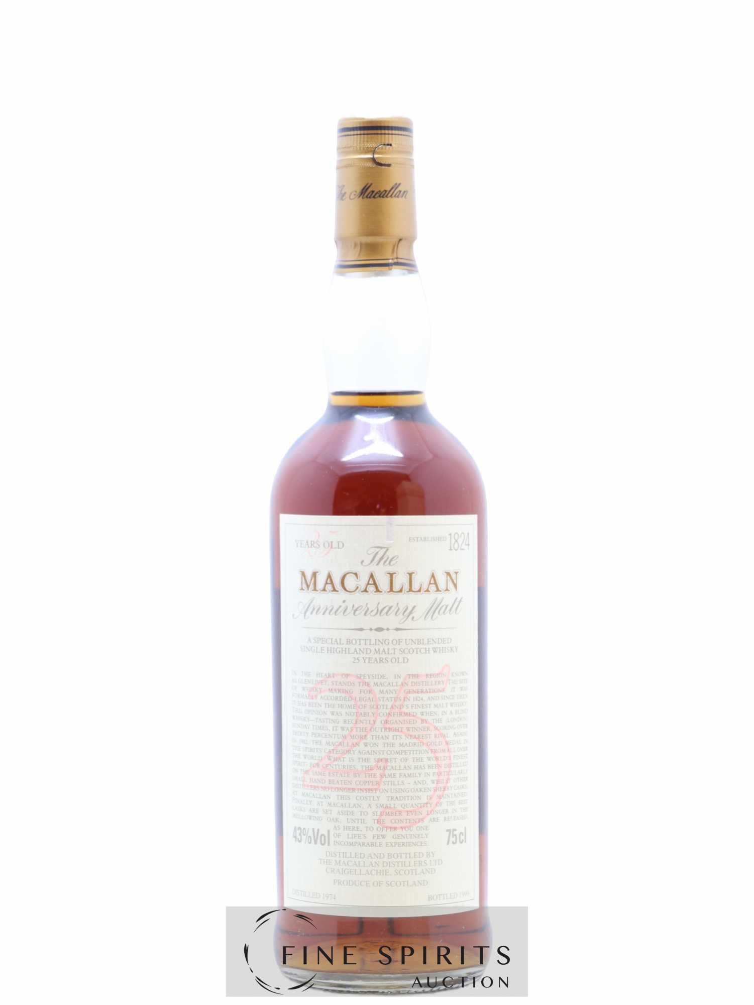 Macallan (The) 25 years 1974 Of. Anniversary Malt bottled 1999 Special Bottling - Lot de 1 bouteille - 1